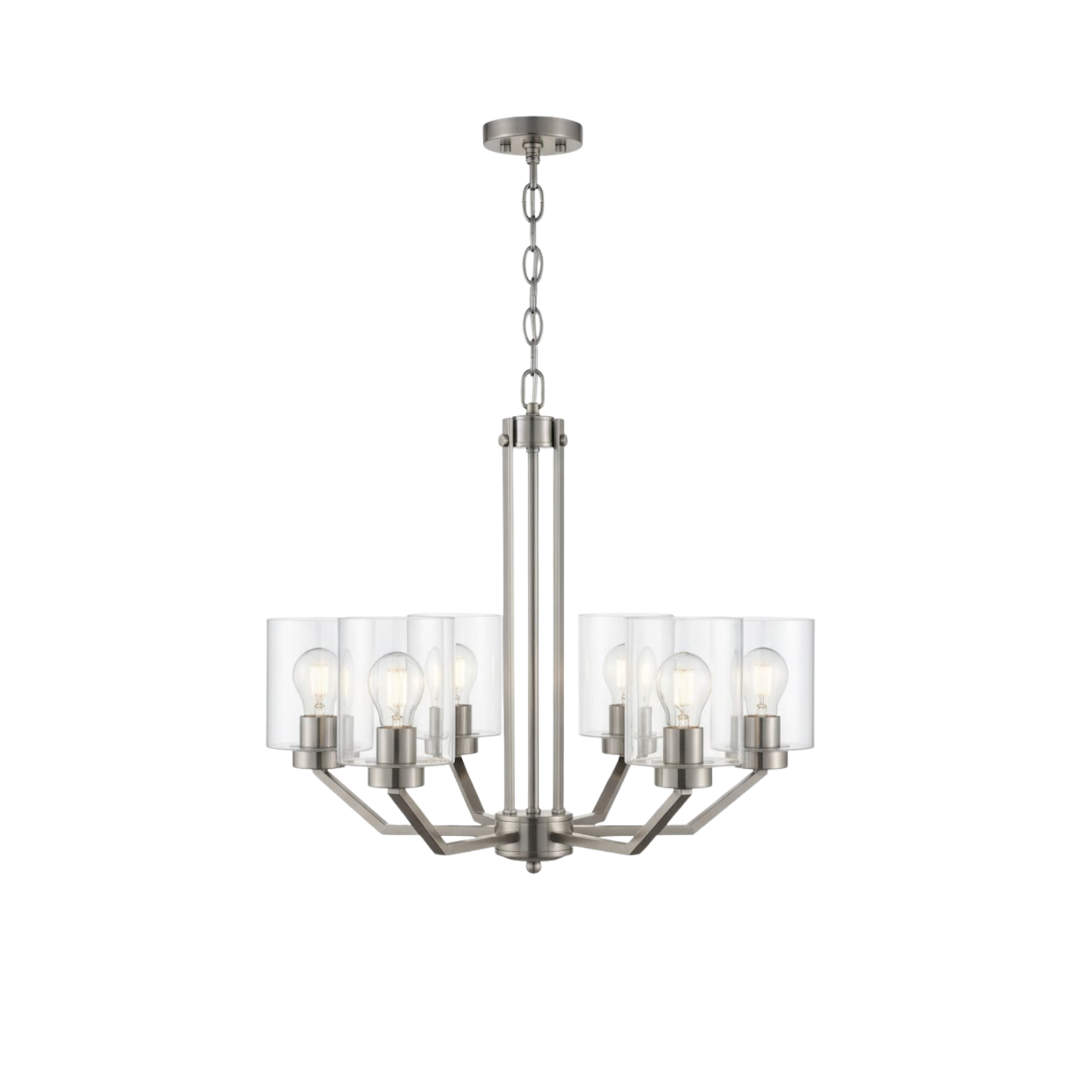 Paris 6-Light Chandelier Clear Cylinder Glass - Transitional Chandeliers