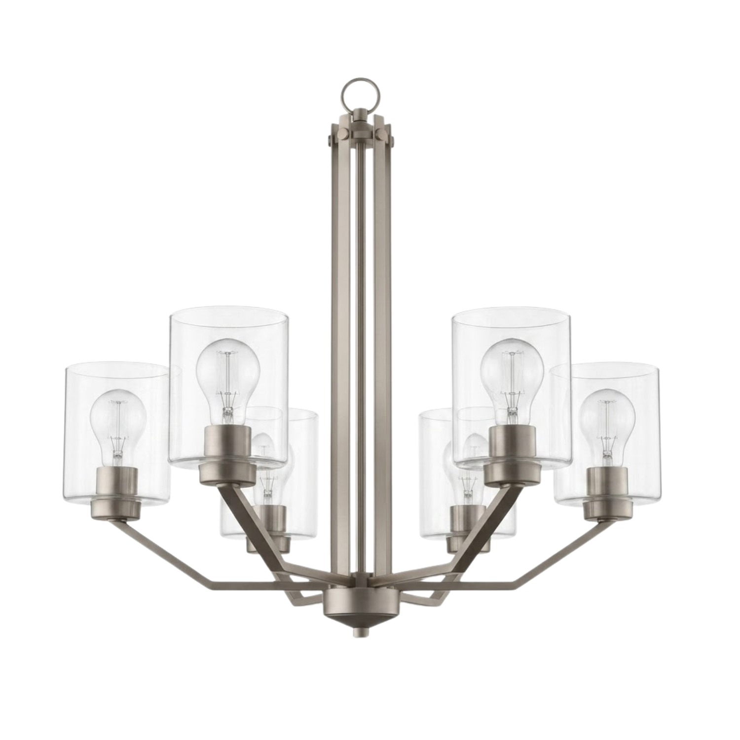 Paris 6-Light Chandelier Clear Cylinder Glass - Transitional Chandeliers