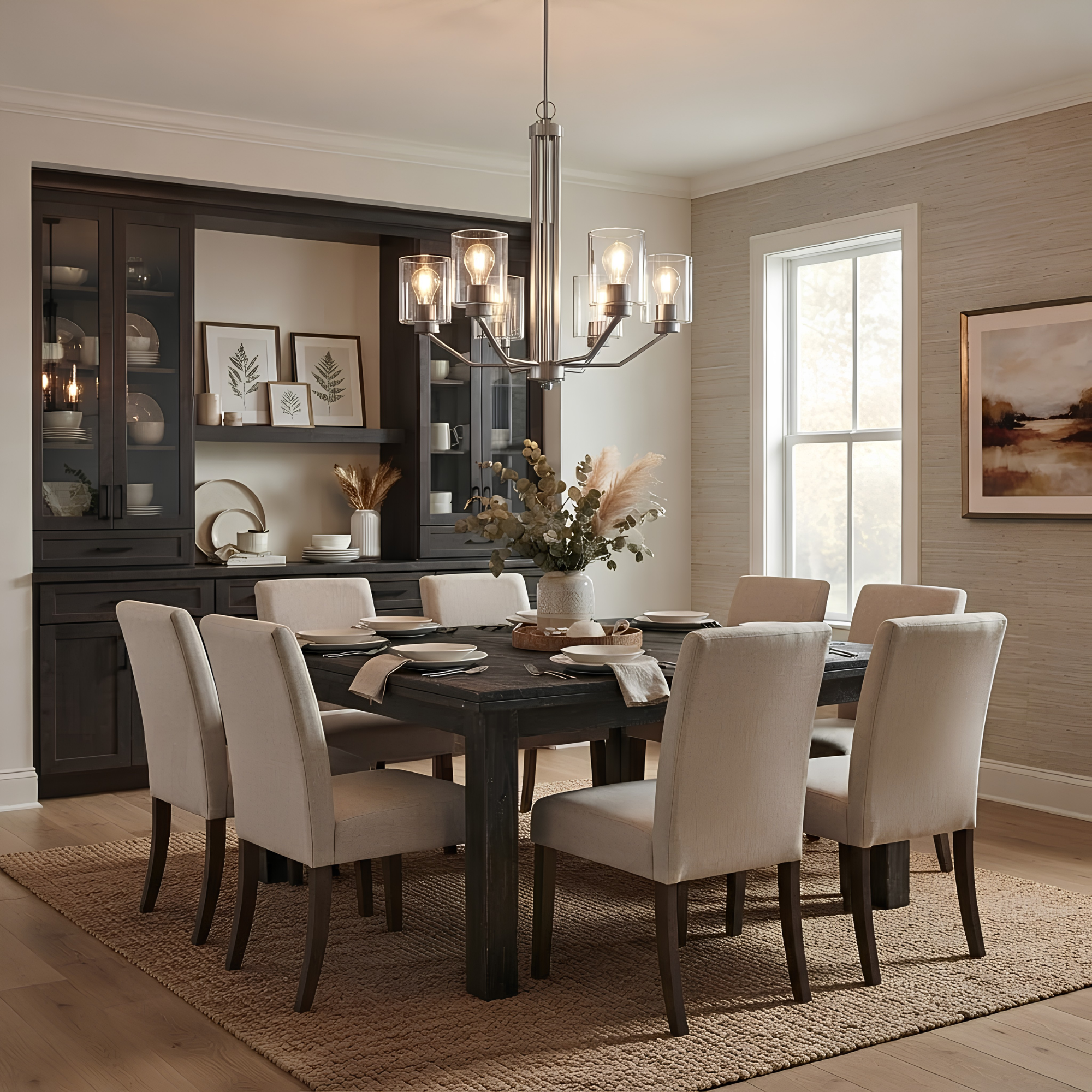 Paris 6-Light Chandelier Clear Cylinder Glass - Transitional Chandeliers