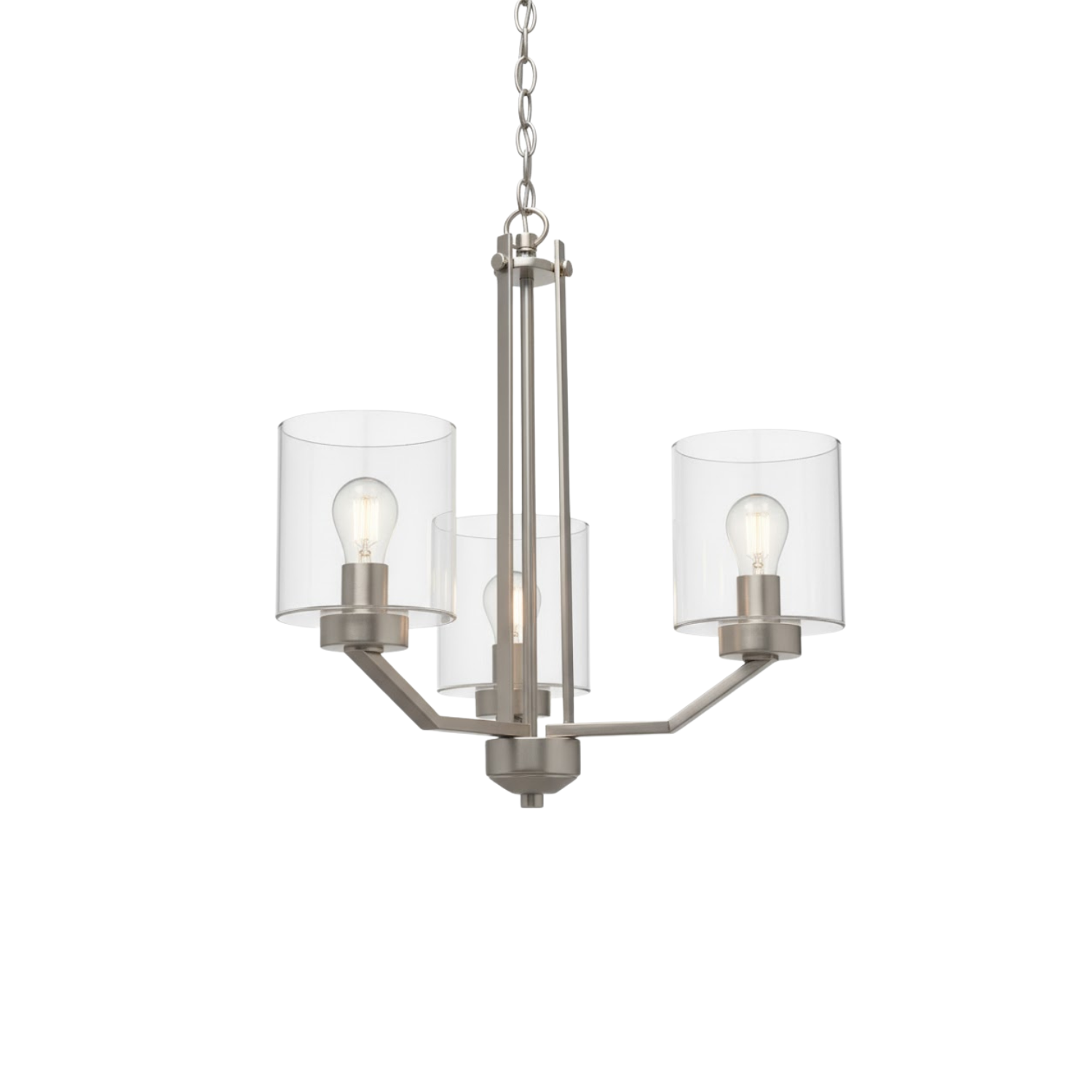 Paris 3-Light Chandelier Clear Cylinder Glass - Chic Chandeliers