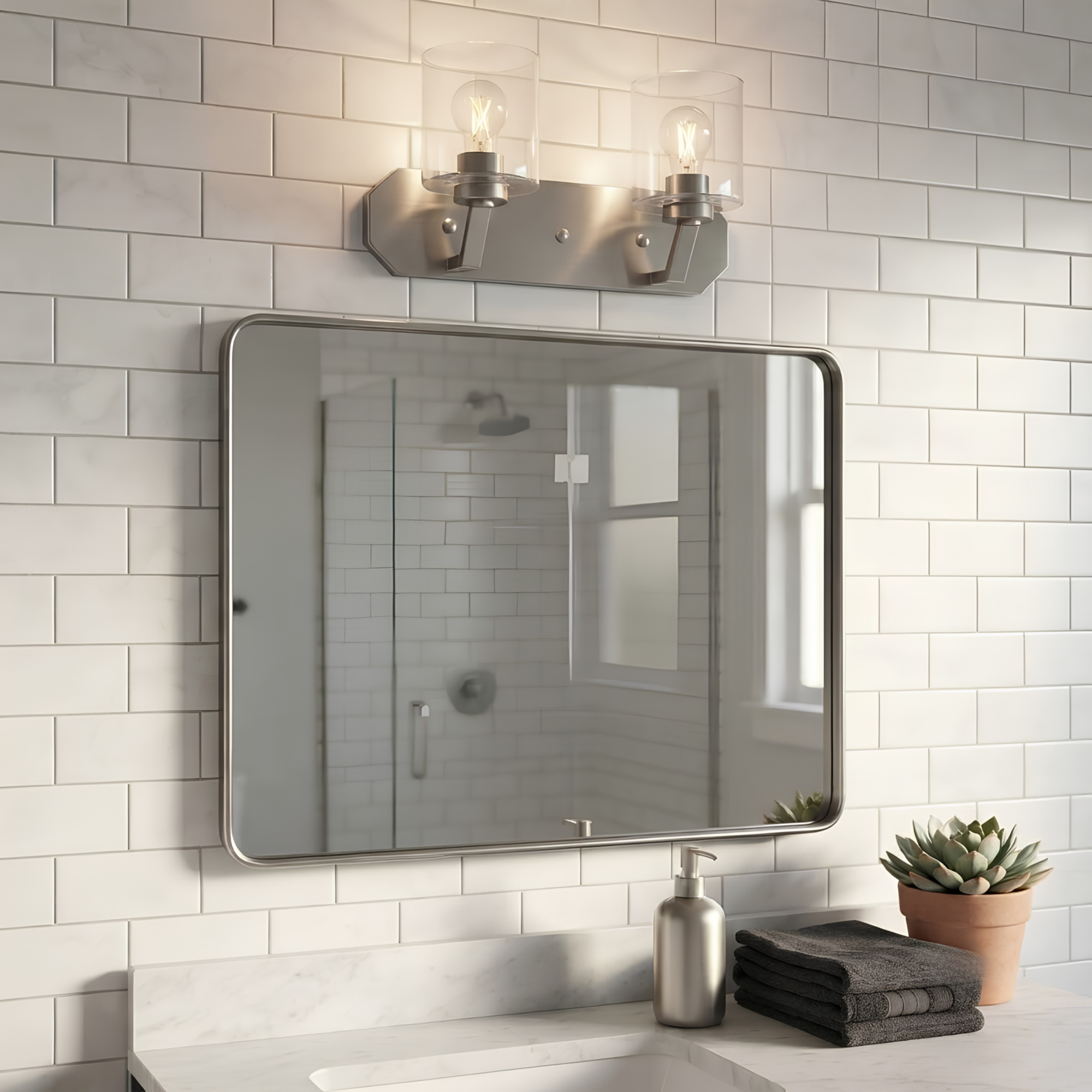Paris 2-Light Vanity Clear Cylinder Glass - Clean-Line Vanities