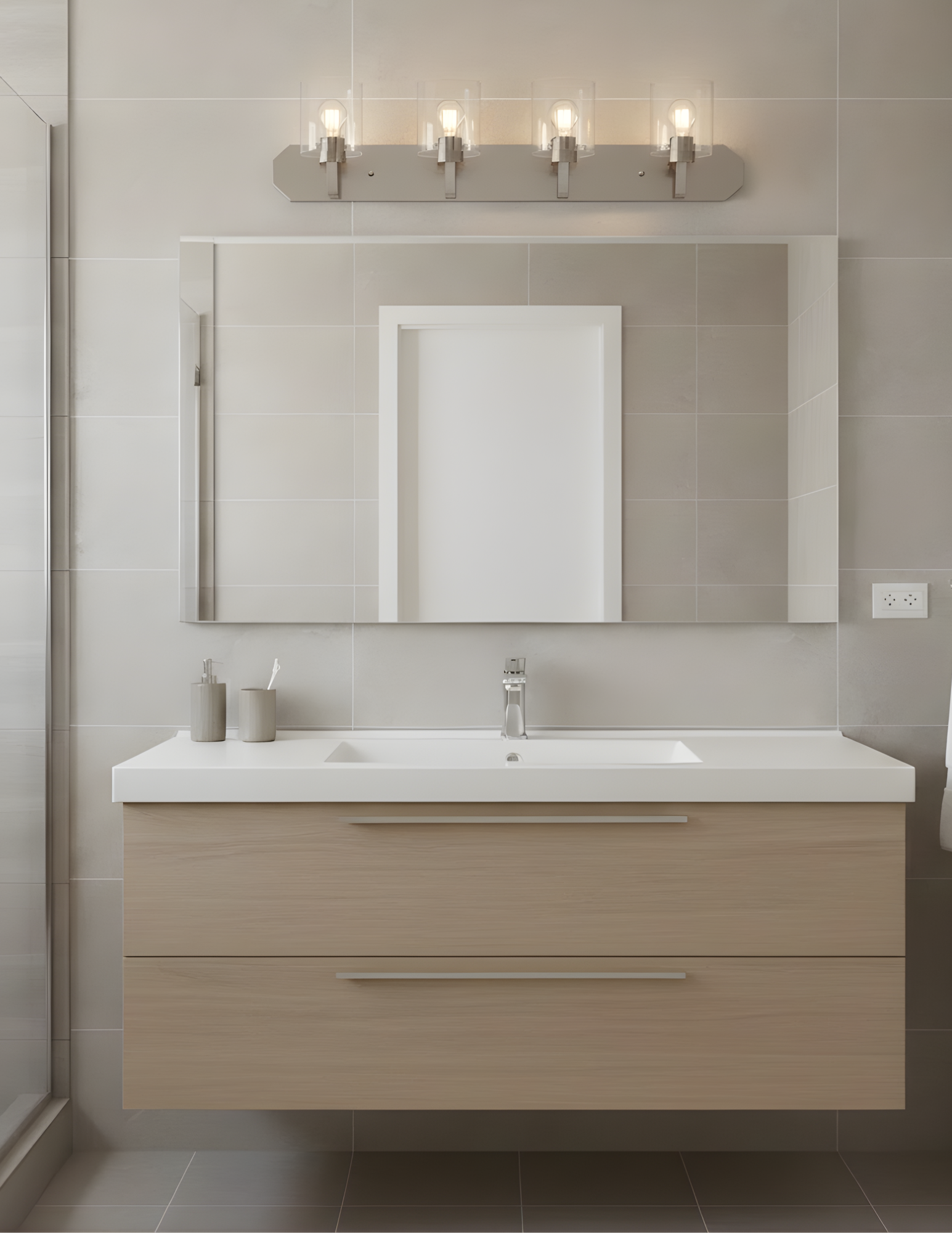 Paris 4-Light Vanity Clear Cylinder Glass - Functional Vanities