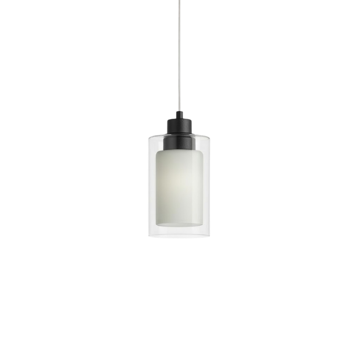 Clear/White Double Glass Mini Pendant - Transitional Pendants