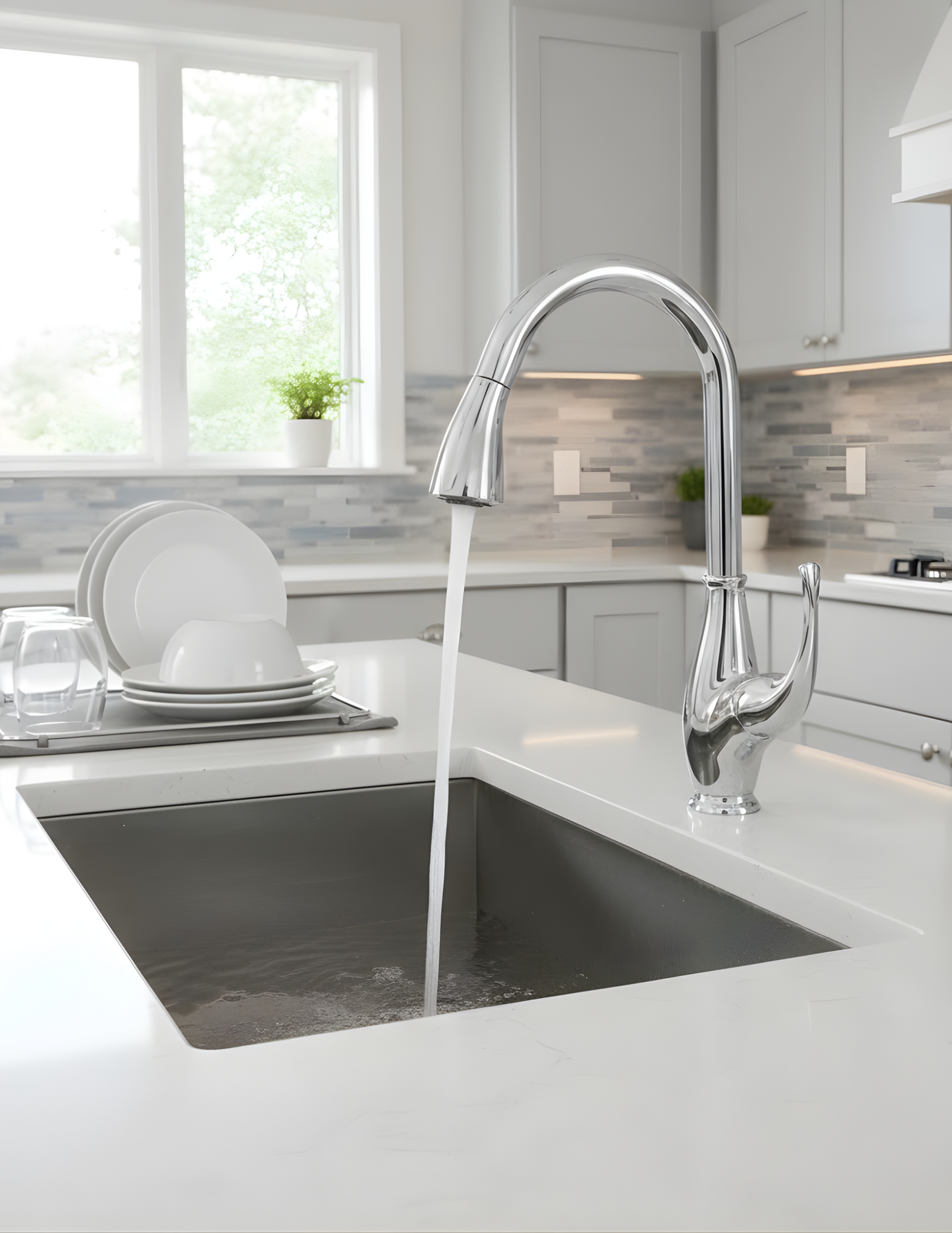 Single Handle Pull Down Kitchen Faucet - Stylish Bath Hardware in Brushed Nickel