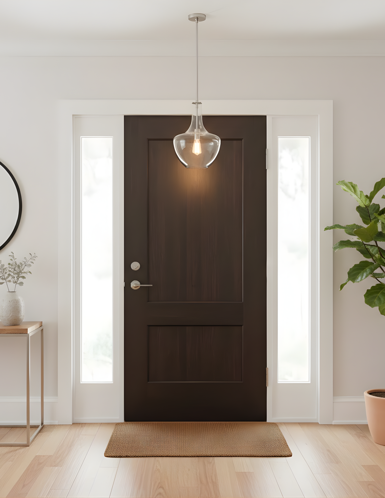 14" Clear Glass Beehive Pendant Silver Braided Cord - High-Design Pendants