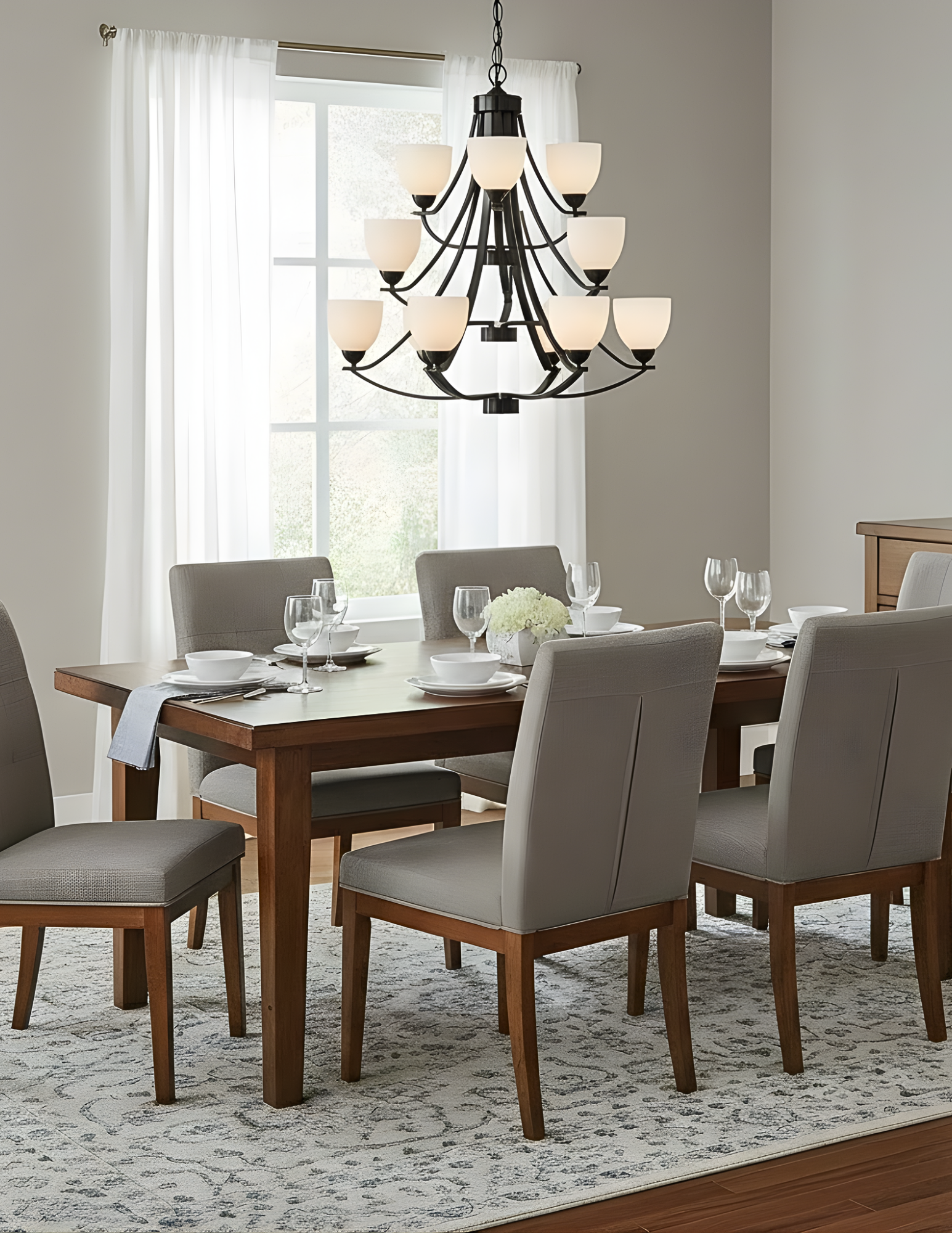 Victoria 12-Light Chandelier White Glass - Classic Chandeliers
