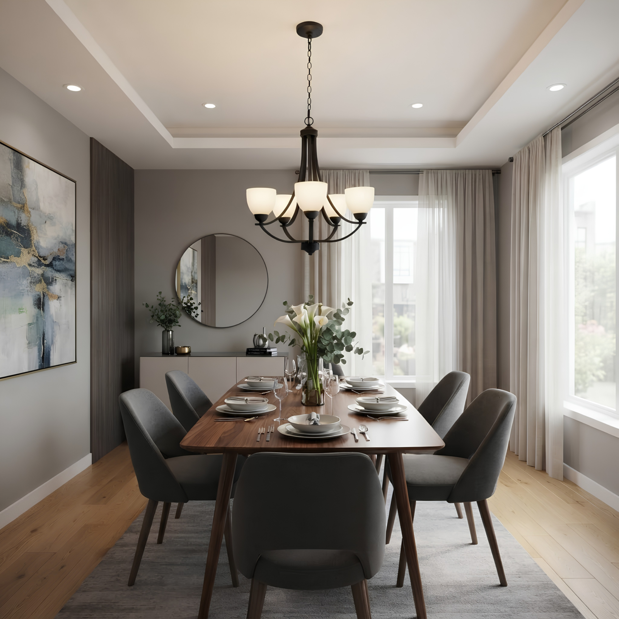 Victoria 5-Light Chandelier White Glass - Stylish Chandeliers