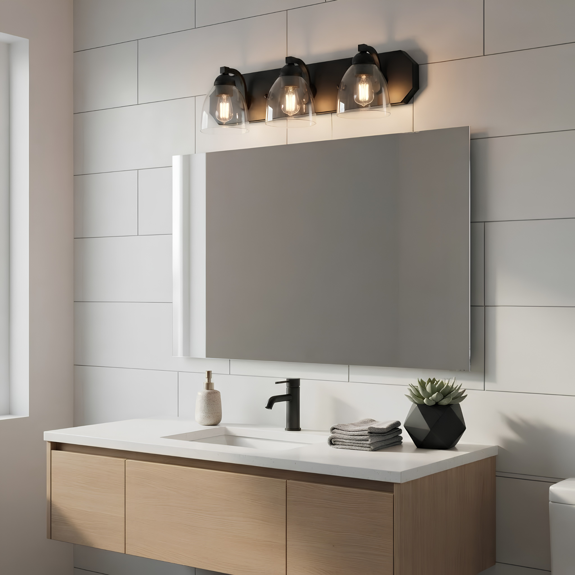 Special Order 3-Light Contemporary Vanity Clear Glass - Refined Vanities