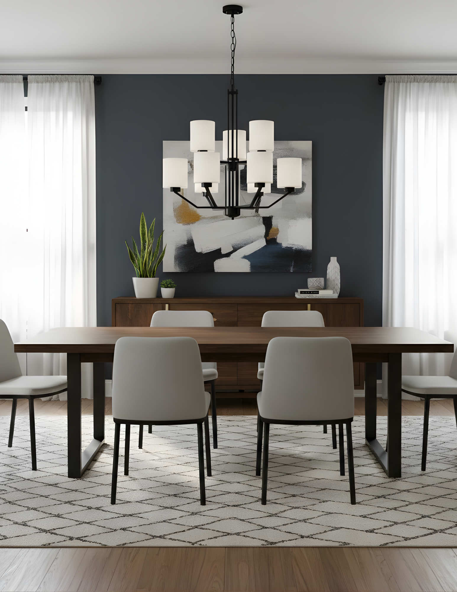Paris 9-Light Chandelier White Cylinder Glass - Clean-Line Chandeliers