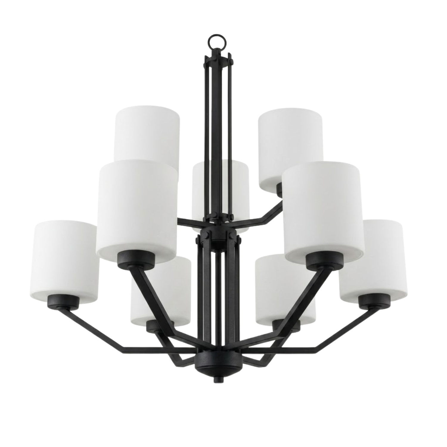 Paris 9-Light Chandelier White Cylinder Glass - Clean-Line Chandeliers