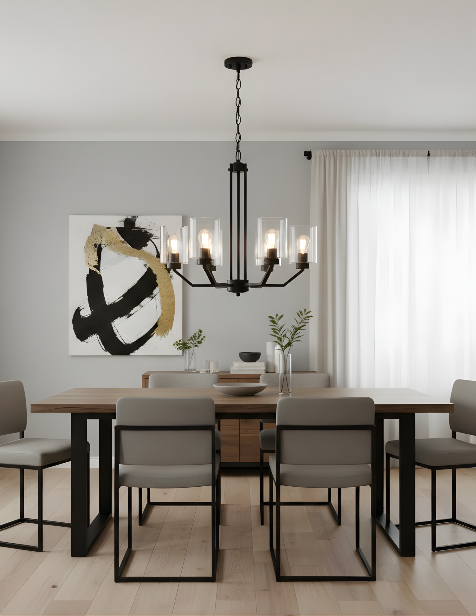 Paris 6-Light Chandelier Clear Cylinder Glass - Transitional Chandeliers