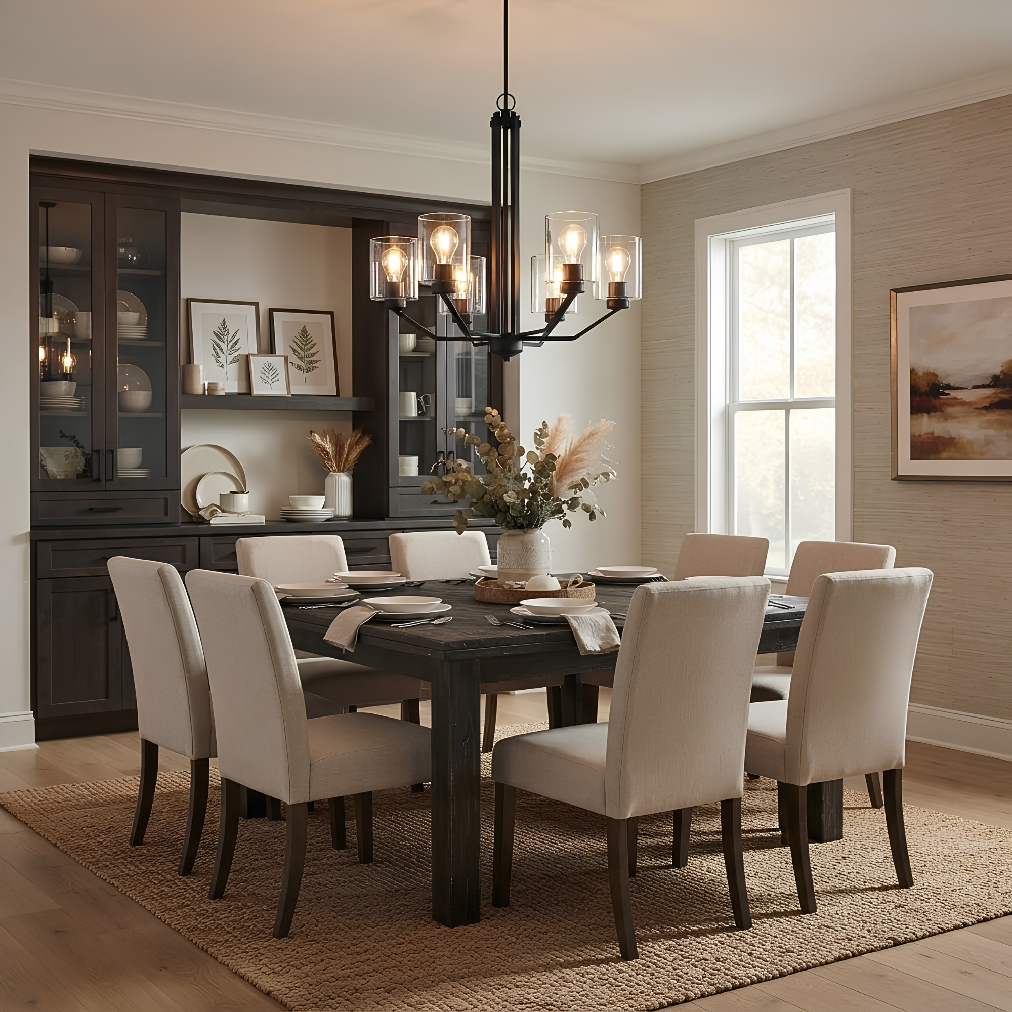 Paris 6-Light Chandelier Clear Cylinder Glass - Transitional Chandeliers