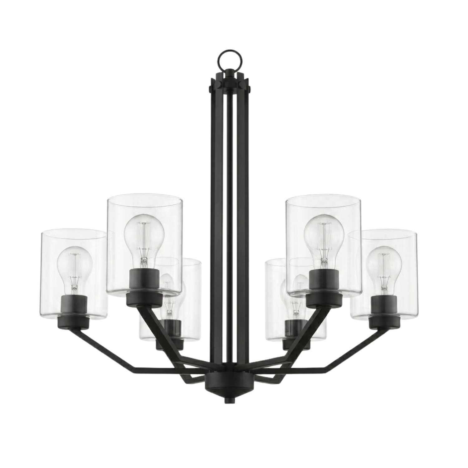 Paris 6-Light Chandelier Clear Cylinder Glass - Transitional Chandeliers