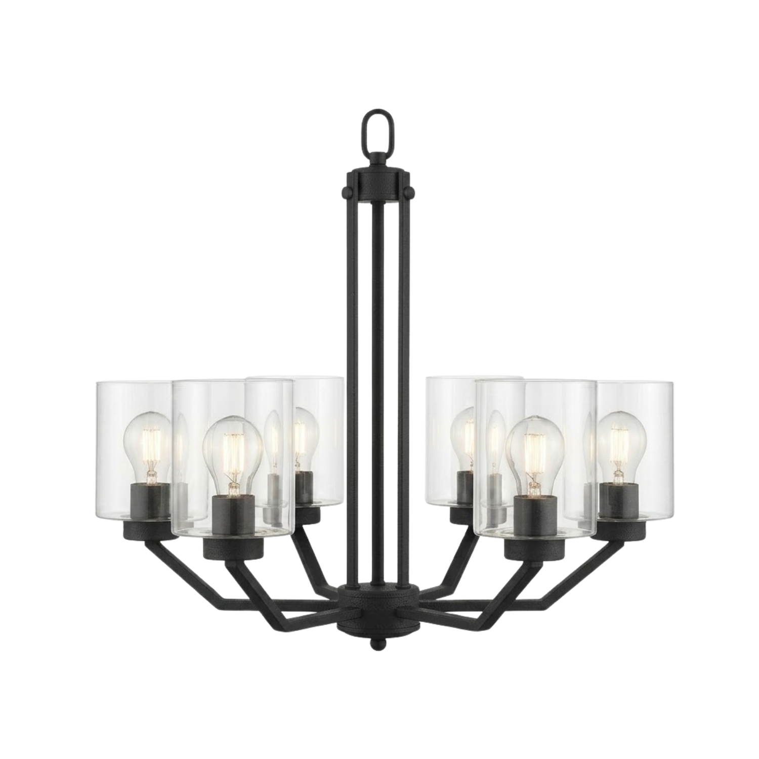 Paris 6-Light Chandelier Clear Cylinder Glass - Transitional Chandeliers