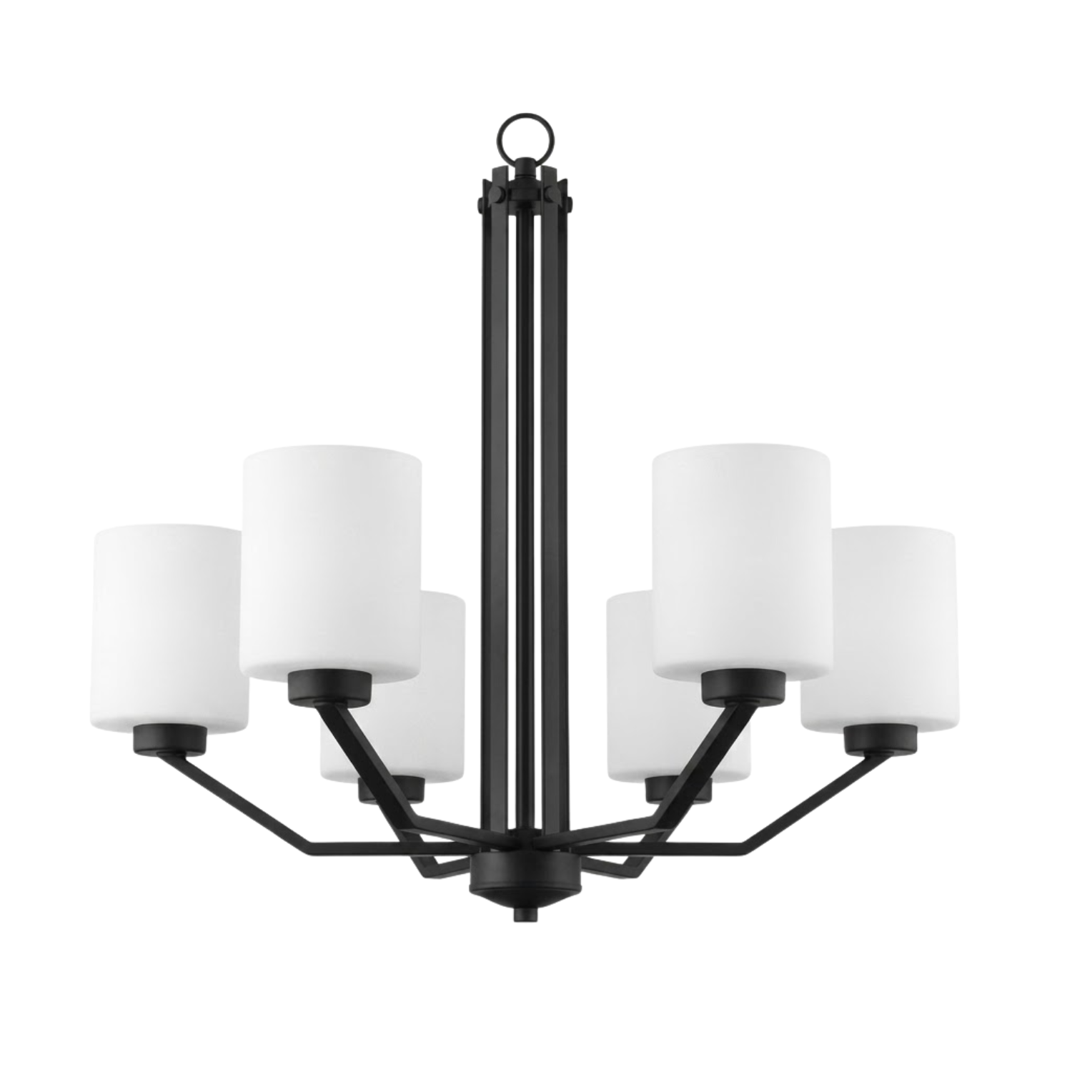 Paris 6-Light Chandelier White Cylinder Glass - Versatile Chandeliers