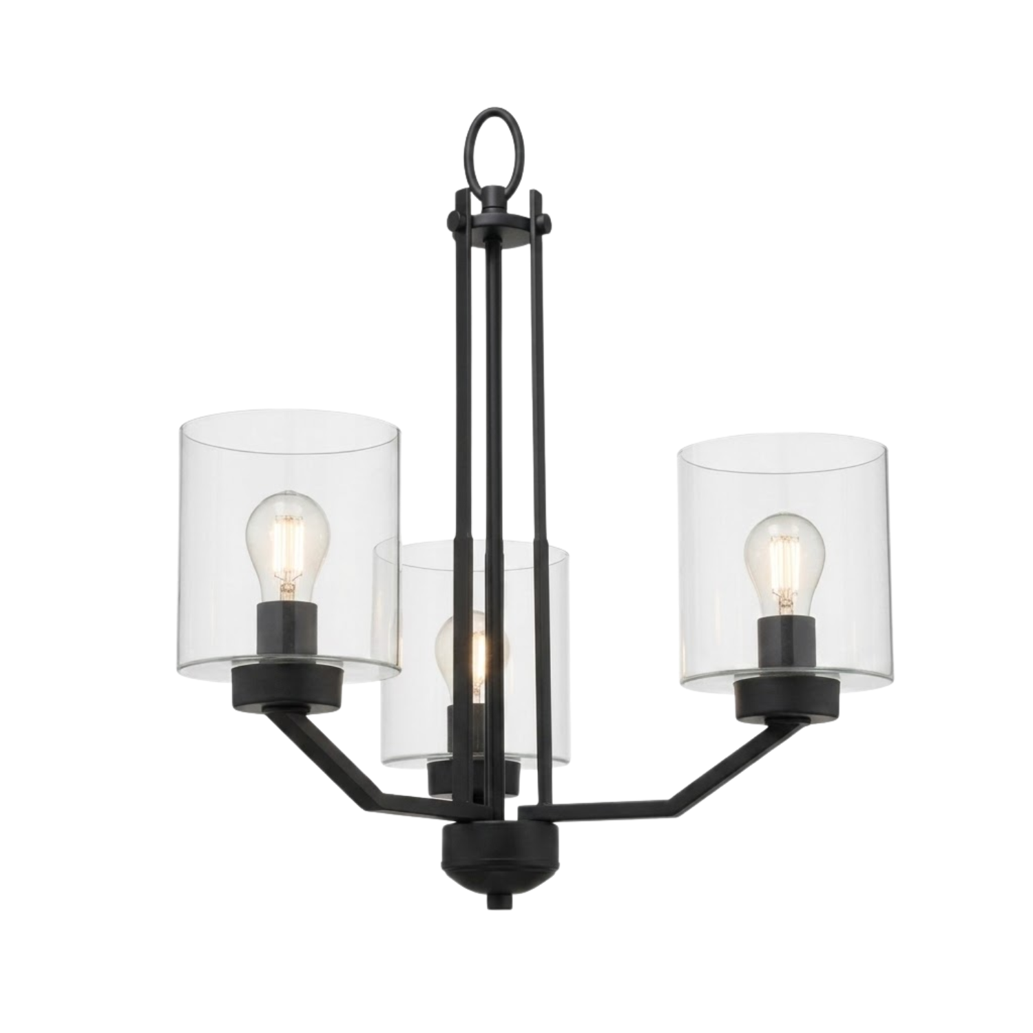 Paris 3-Light Chandelier Clear Cylinder Glass - Chic Chandeliers
