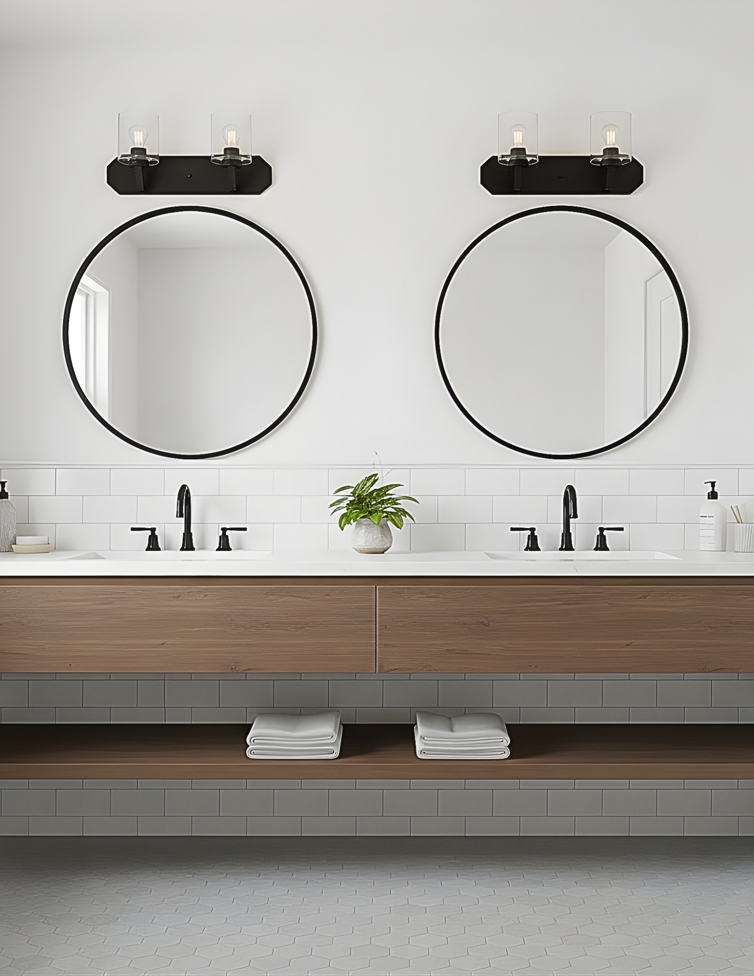 Paris 2-Light Vanity Clear Cylinder Glass - Clean-Line Vanities