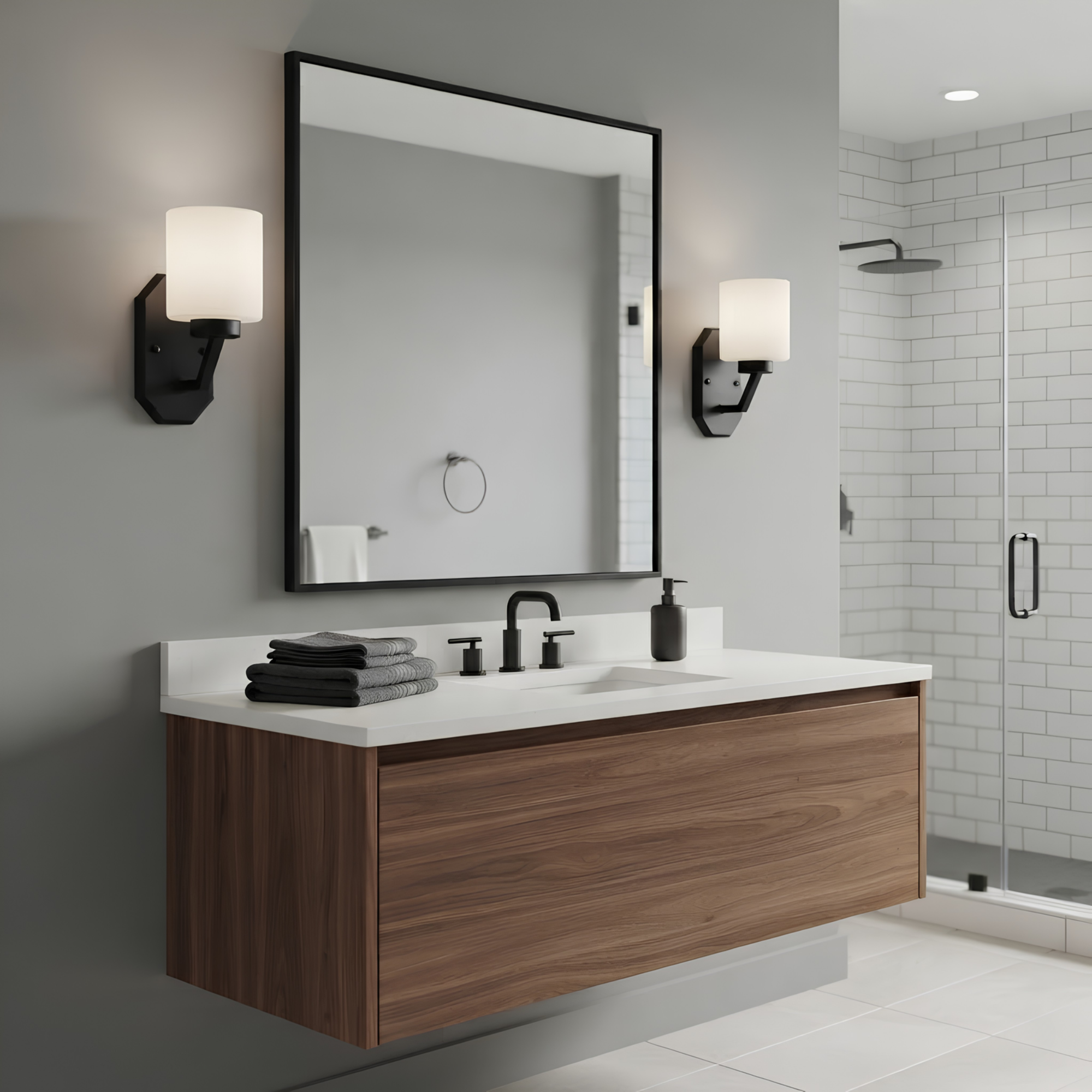 Paris 1-Light Vanity/Sconce - White Cylinder Glass - High-Design Wall Sconces