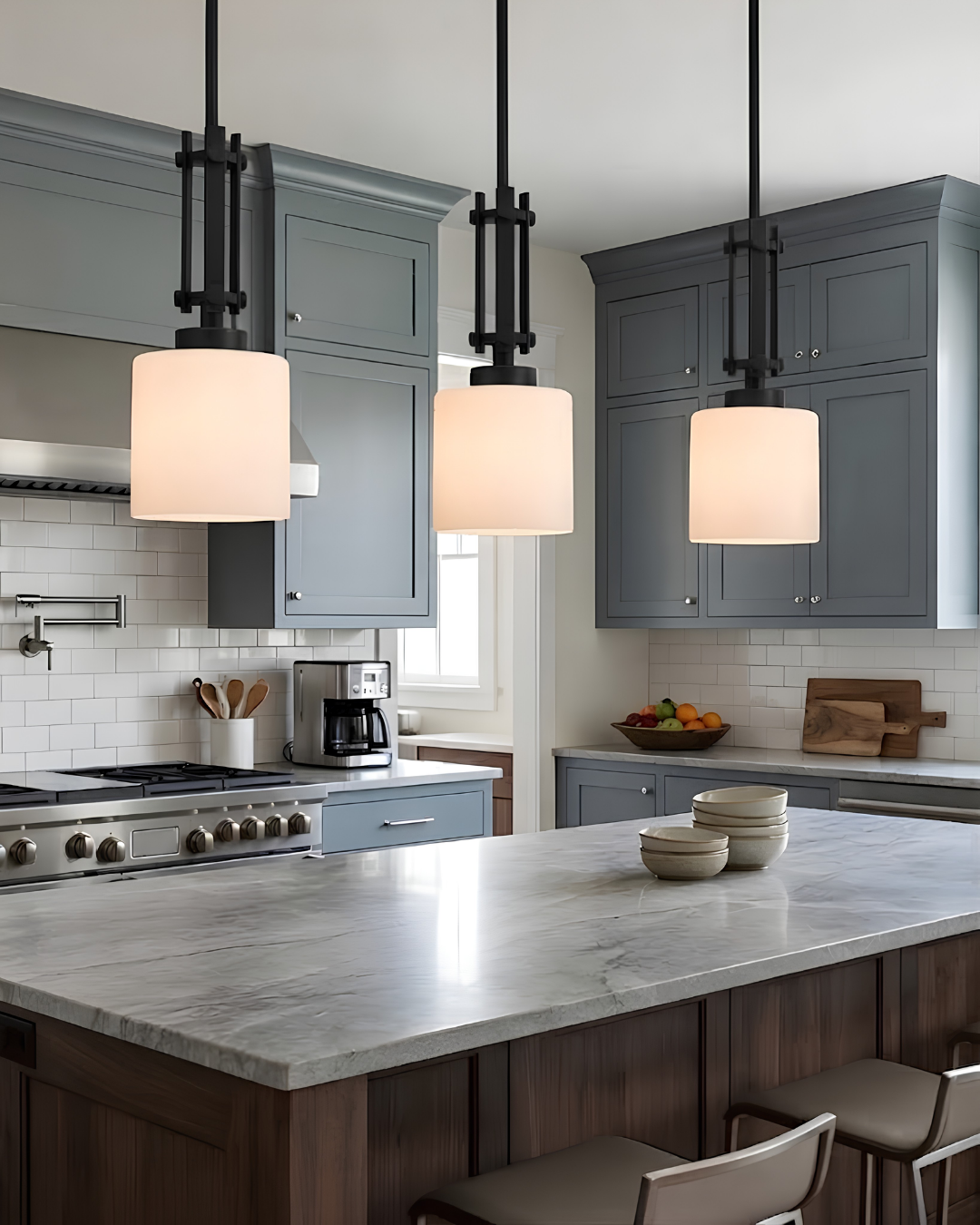 Paris 1-Light Mini Pendant - White Cylinder Glass - Decorative Pendants