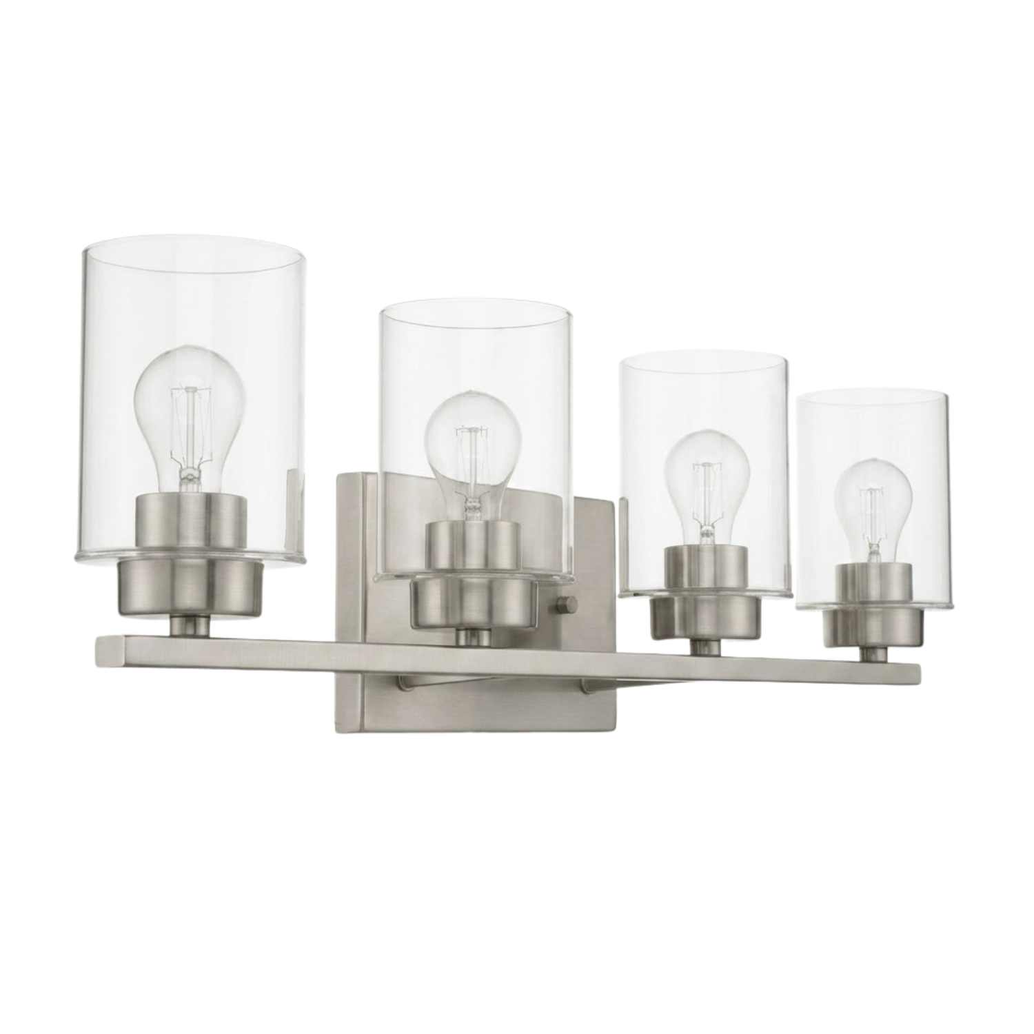 4-Light Clear Glass Vanity - High-Design Vanities in Brushed Nickel
