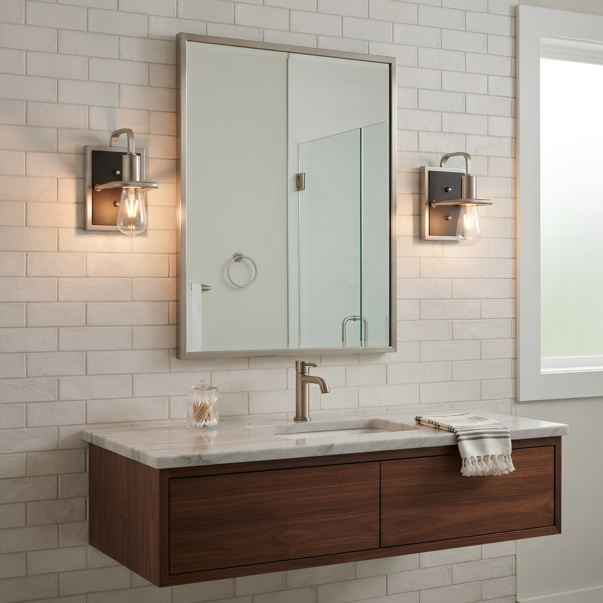 Justin 1-Light Wall Sconce with Accents - Chic Wall Sconces in Matte Black / Brushed Nickel