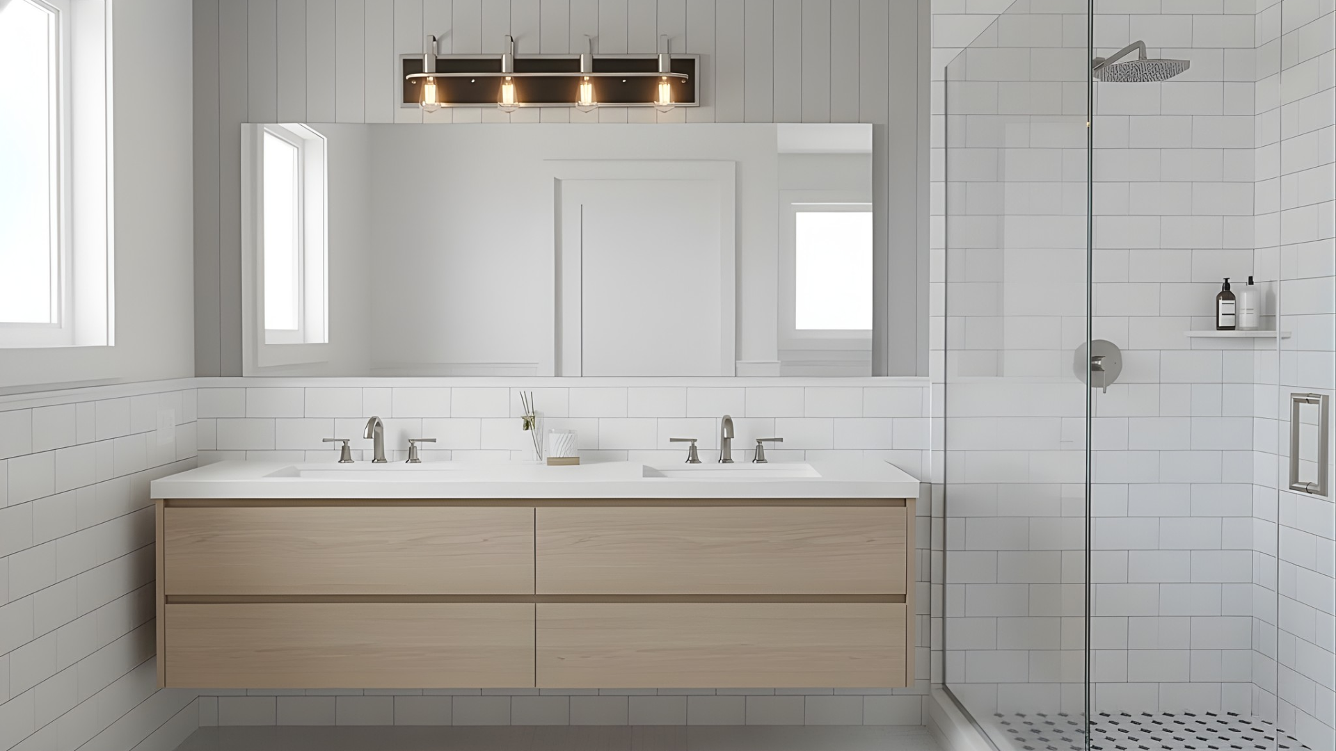 Justin 4-Light Vanity - Matte Black with  Brushed Nickel Accents - Statement-Making Vanities
