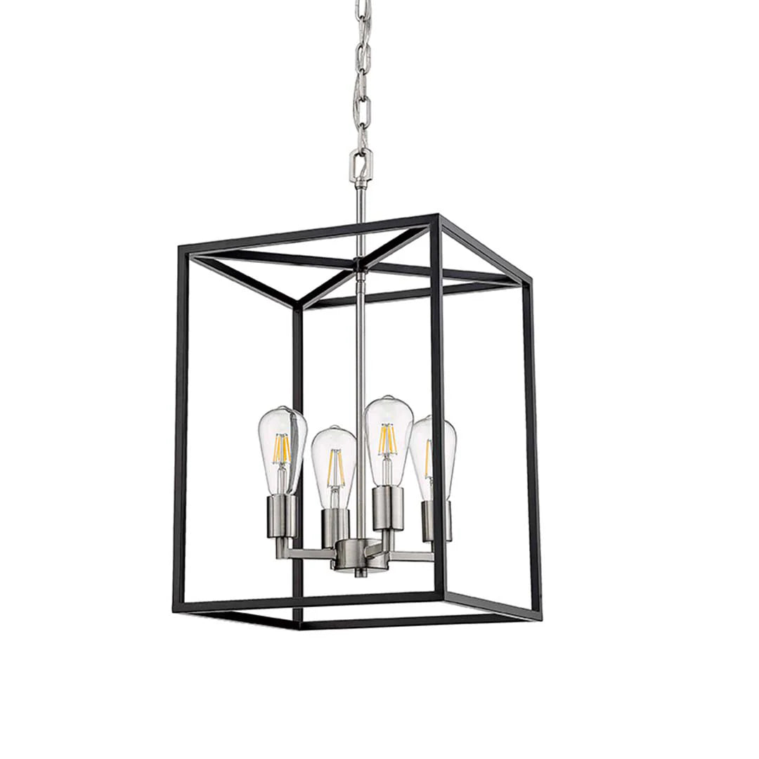 Rosslyn 4-Light Entry - Matte Black with  Brushed Nickel Accents - Elegant Pendants