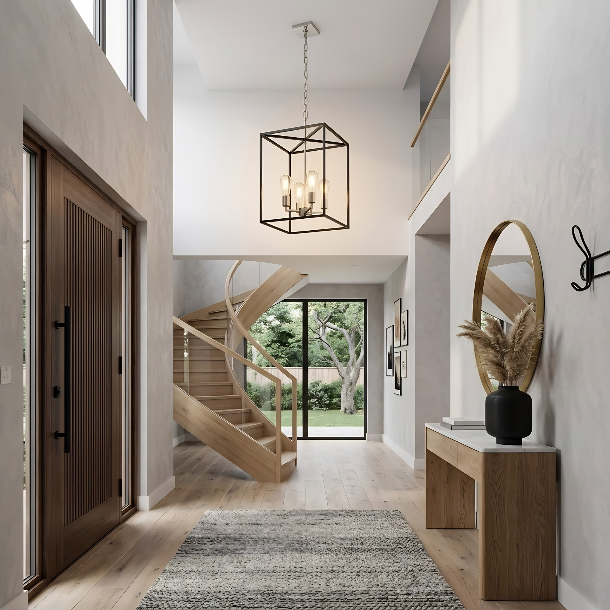 Rosslyn 4-Light Entry - Matte Black with  Brushed Nickel Accents - Elegant Pendants