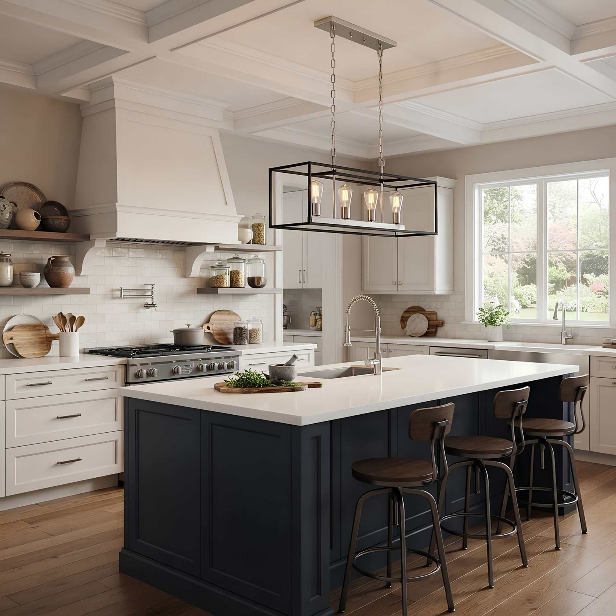 Rosslyn 4-Light Chandelier with Accents - Sophisticated Pendants in Matte Black / Brushed Nickel