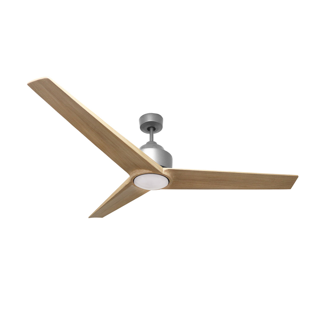 LED 3 Blade 56” Nickel  AC Motor Ceiling Fan With Light Maple Blades