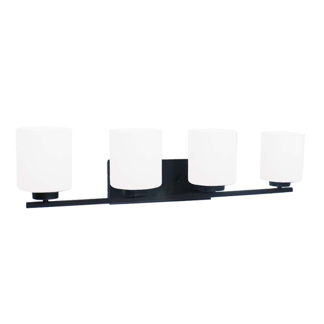 4-Light White Glass Vanity - Stylish Vanities