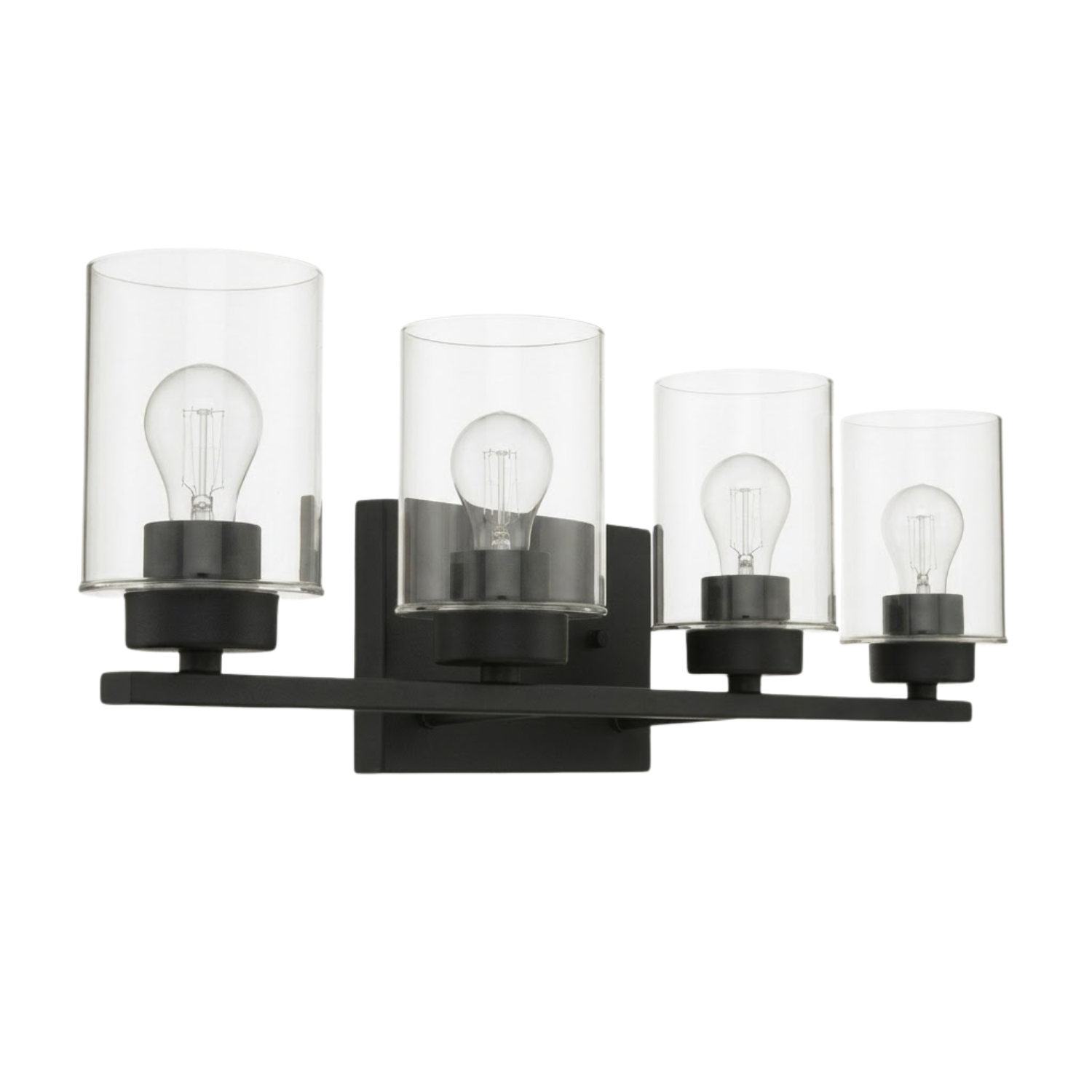 4-Light Clear Glass Vanity - Eye-Catching Vanities in Matte Black