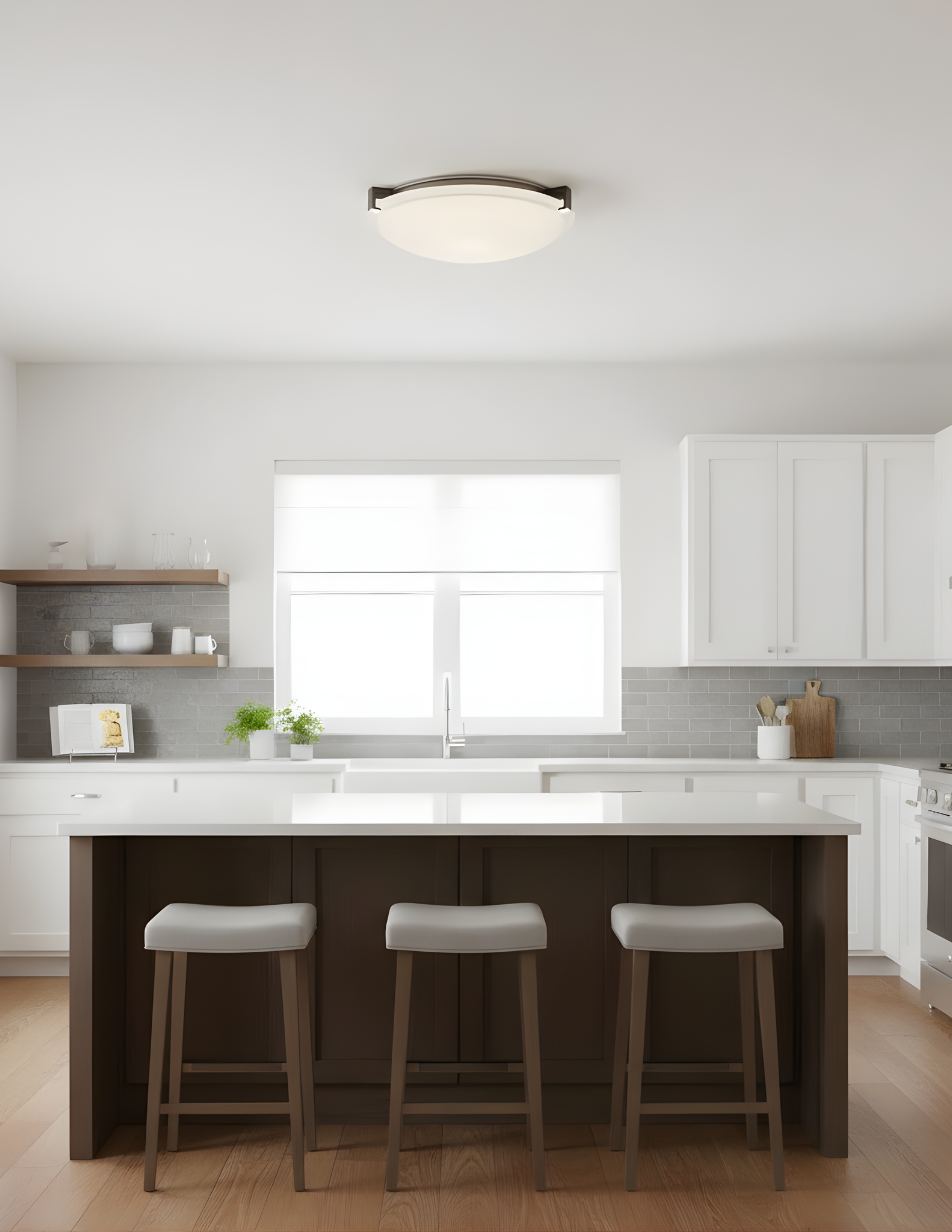 3-Light 3 Square Tab Ceiling Mount White Glass - Functional Ceiling Mounts in Matte Black