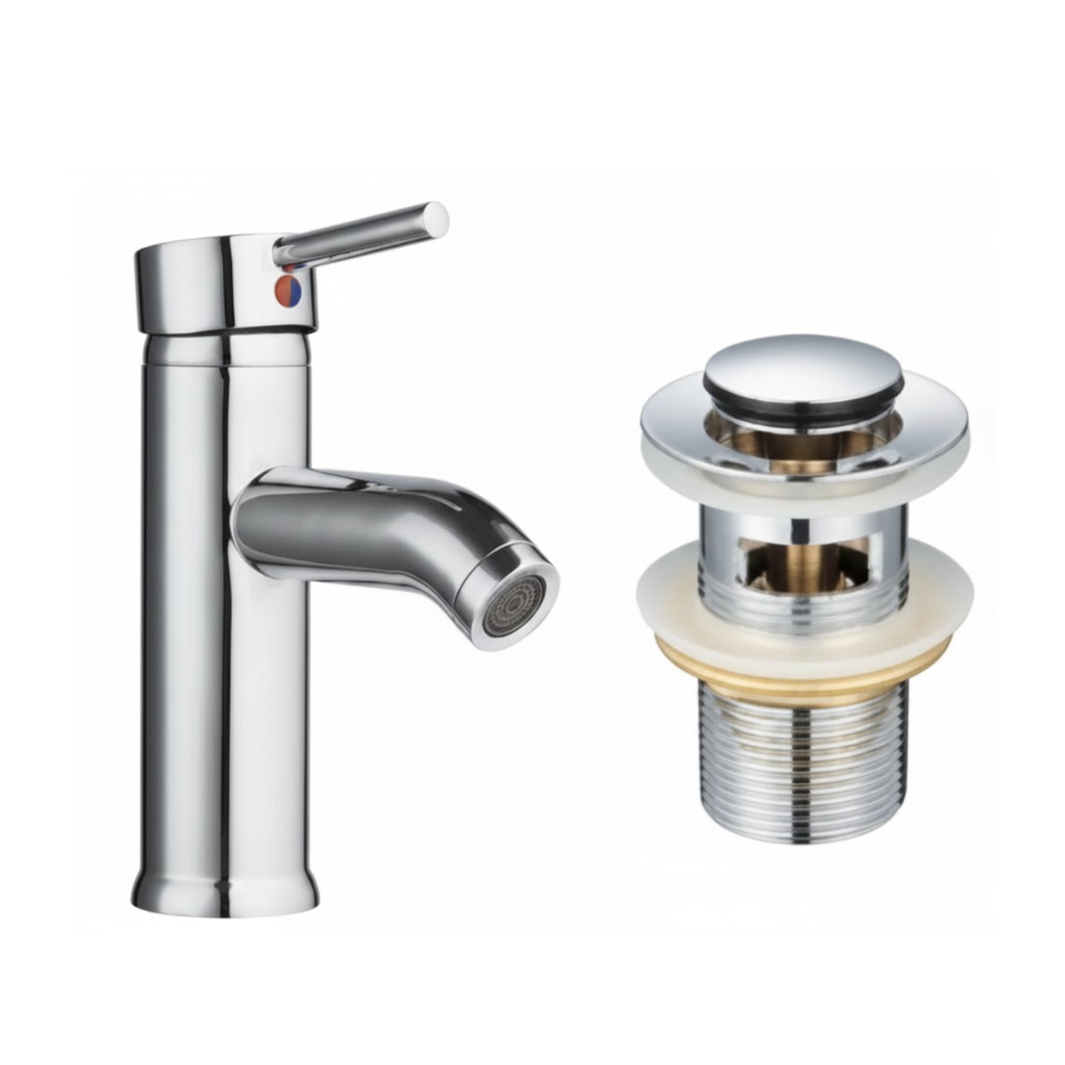 Single Hole Vanity Faucet with Deckplate and Pop-Up Drain-NK