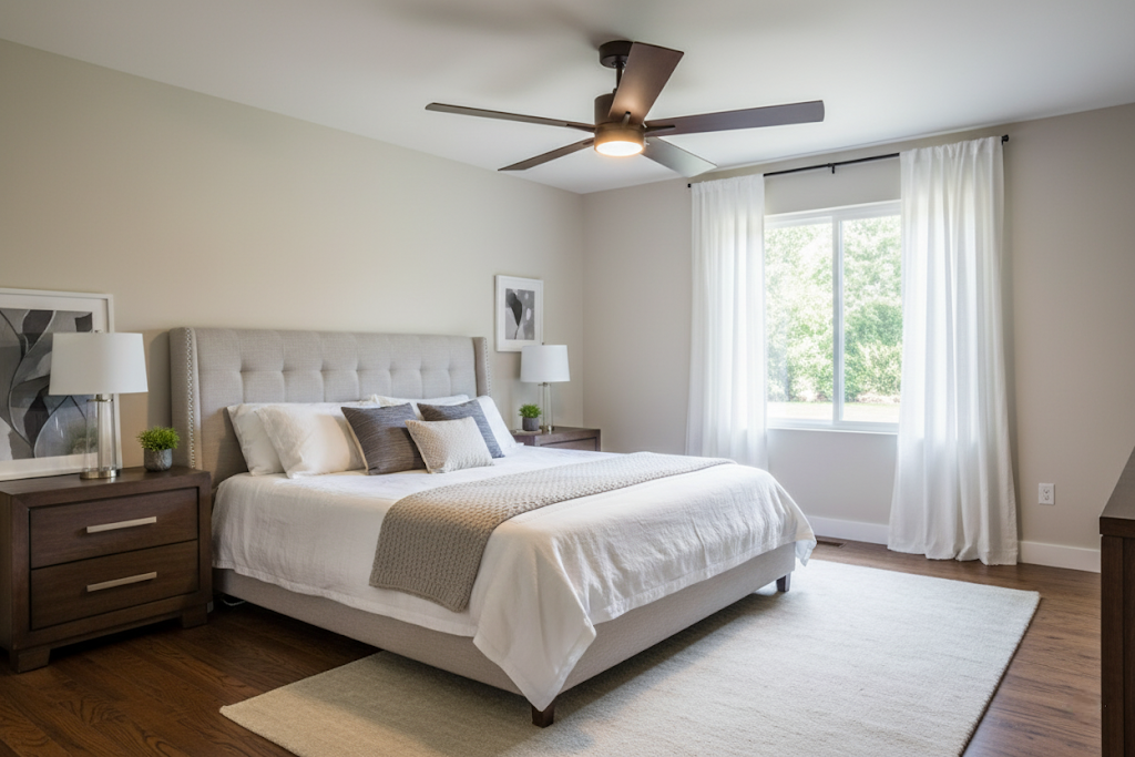 5-Blade 52" Modern Cylinder Fan Med Oak/Walnut Blades WC-6-WH Included - Transitional Indoor Fans in Rubbed Bronze