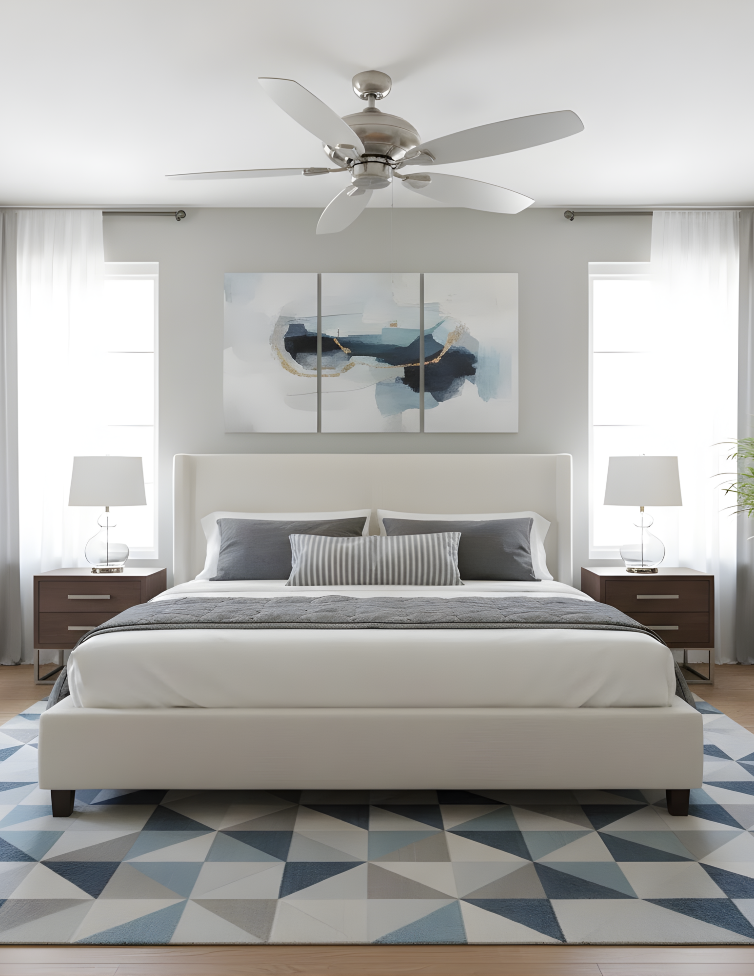 52" 5-Blade UFO Fan - Silver/Walnut Blades - Versatile Indoor Fans