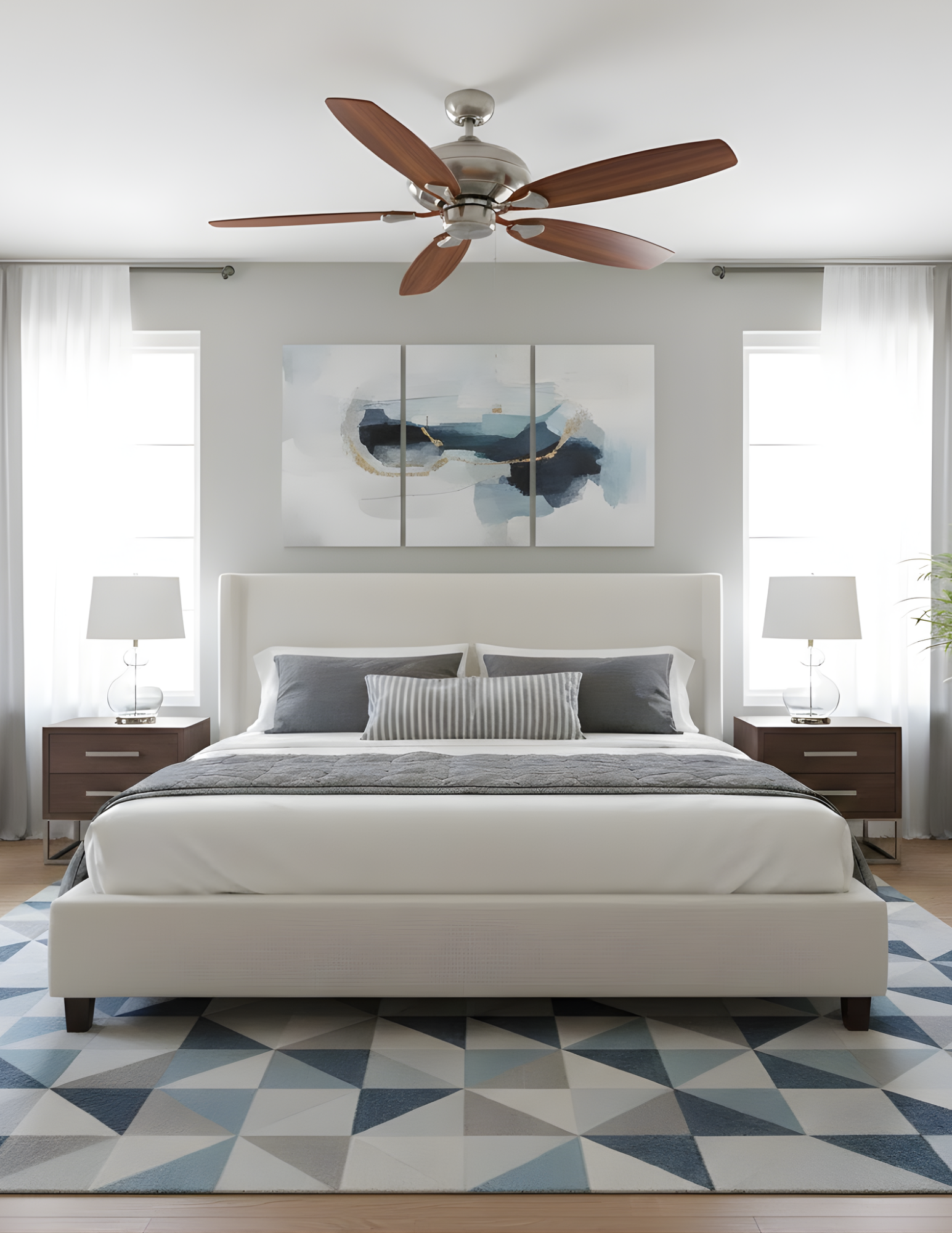 52" 5-Blade UFO Fan - Silver/Walnut Blades - Versatile Indoor Fans