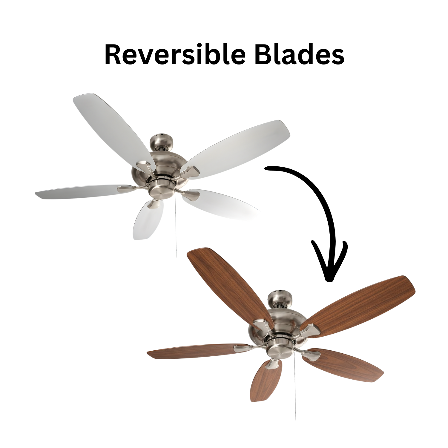 52" 5-Blade UFO Fan - Silver/Walnut Blades - Versatile Indoor Fans