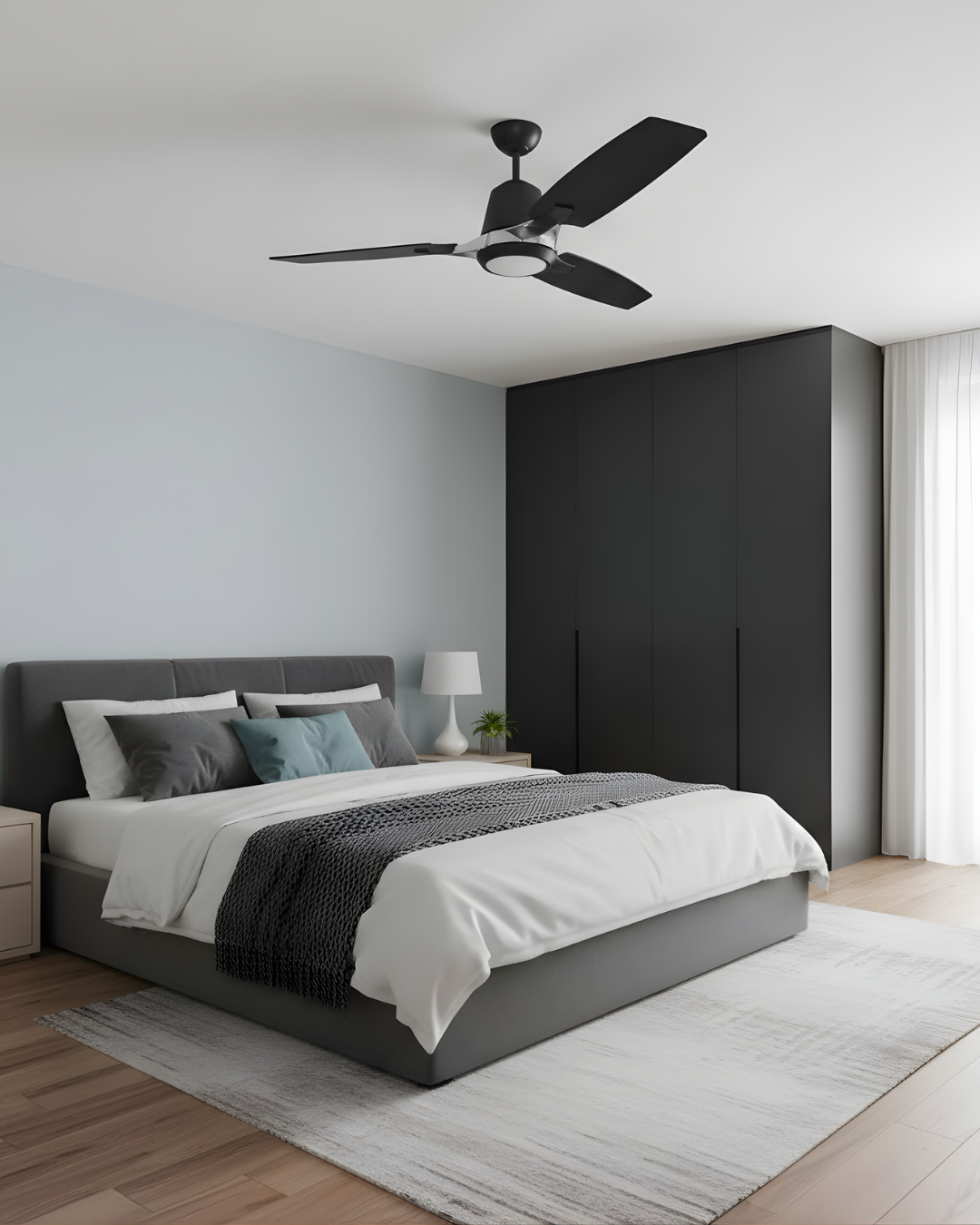 52" Verona 3 Blade Matte Black Fan Integrated LED - Elegant Indoor Fans