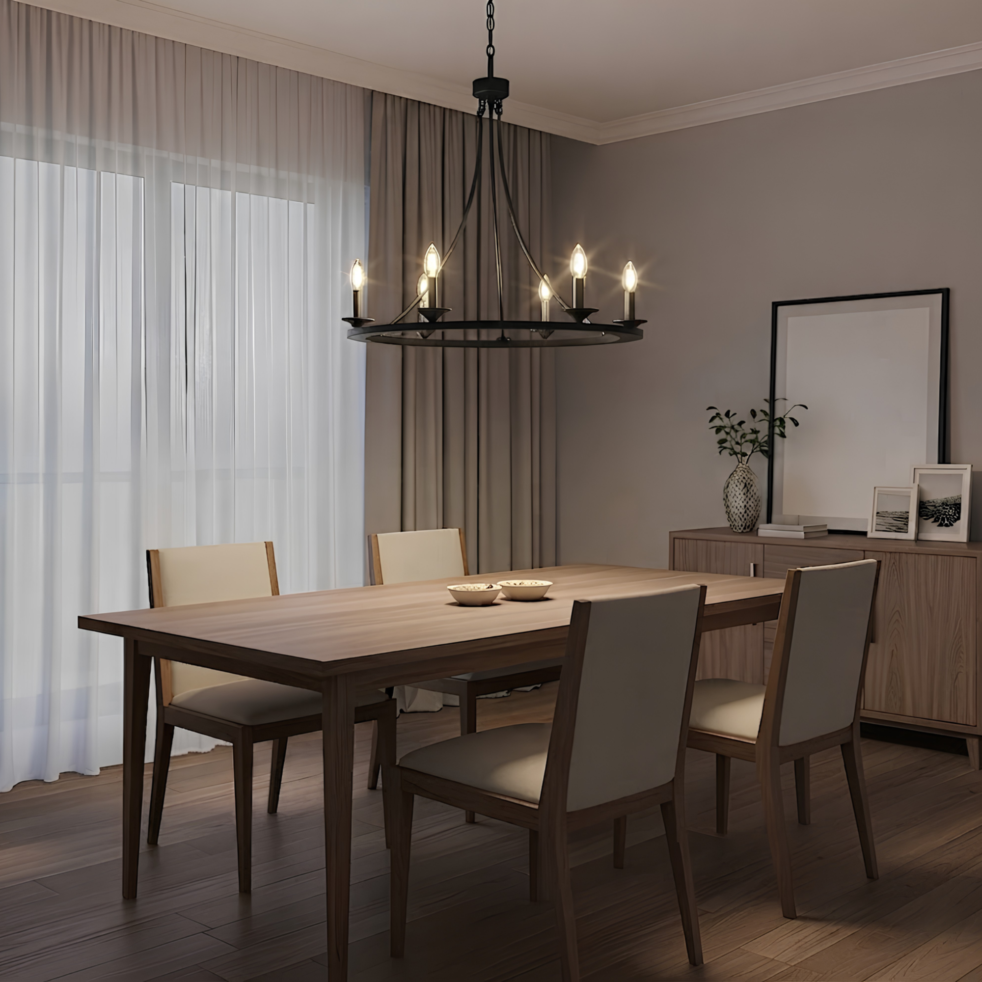 Trento 6-Light Ring Chandelier E12 - Decorative Chandeliers in Matte Black