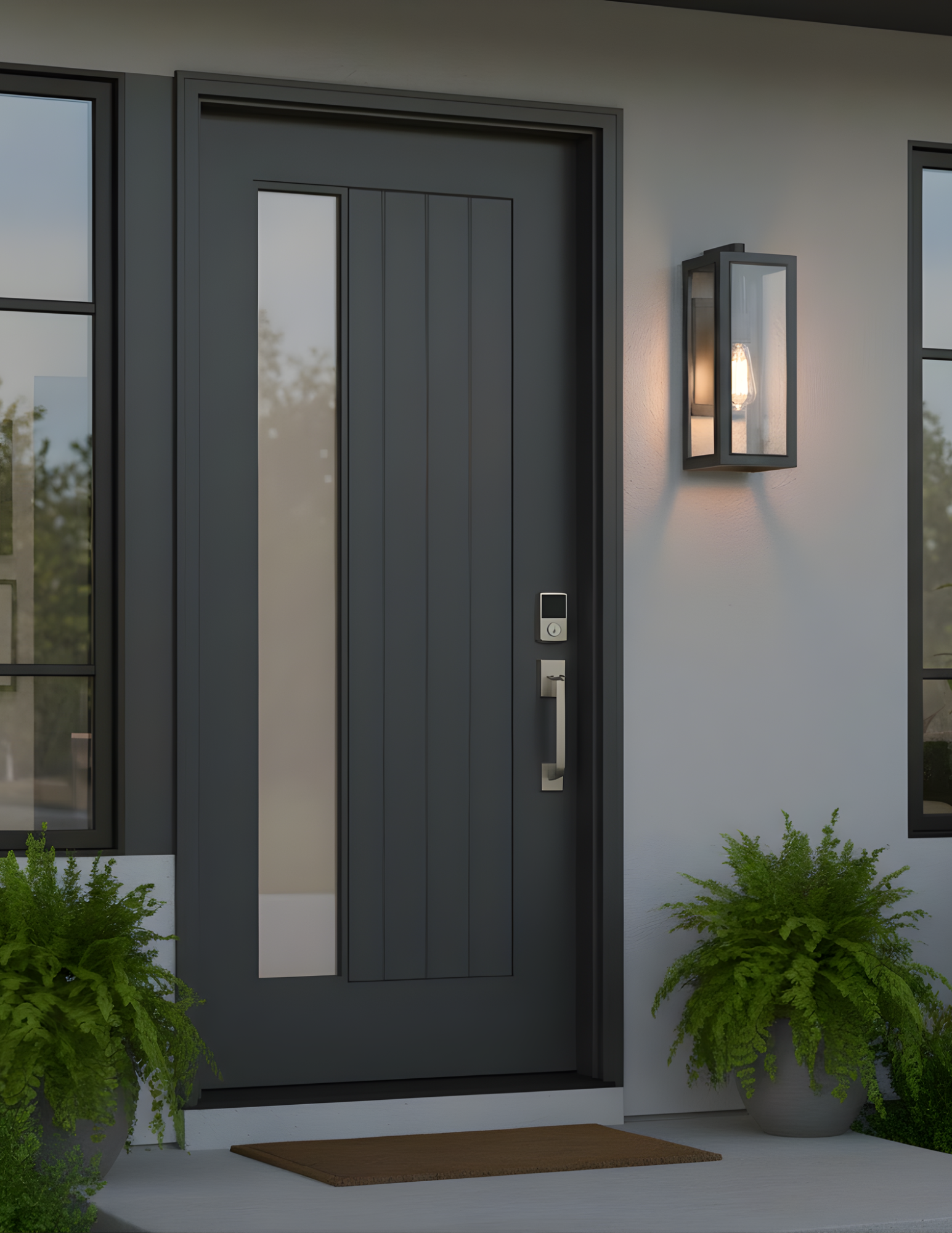 Jannu Medium Clear Glass Cube Coach Light - Stylish Exterior in Matte Black