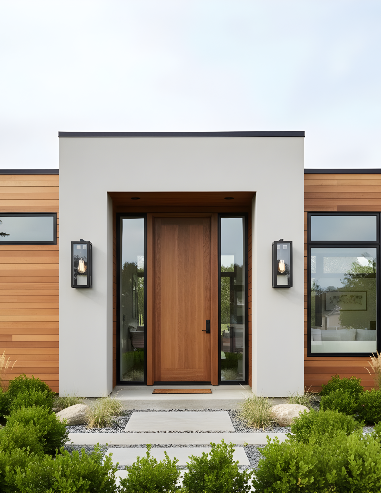 Jannu Medium Clear Glass Cube Coach Light - Stylish Exterior in Matte Black