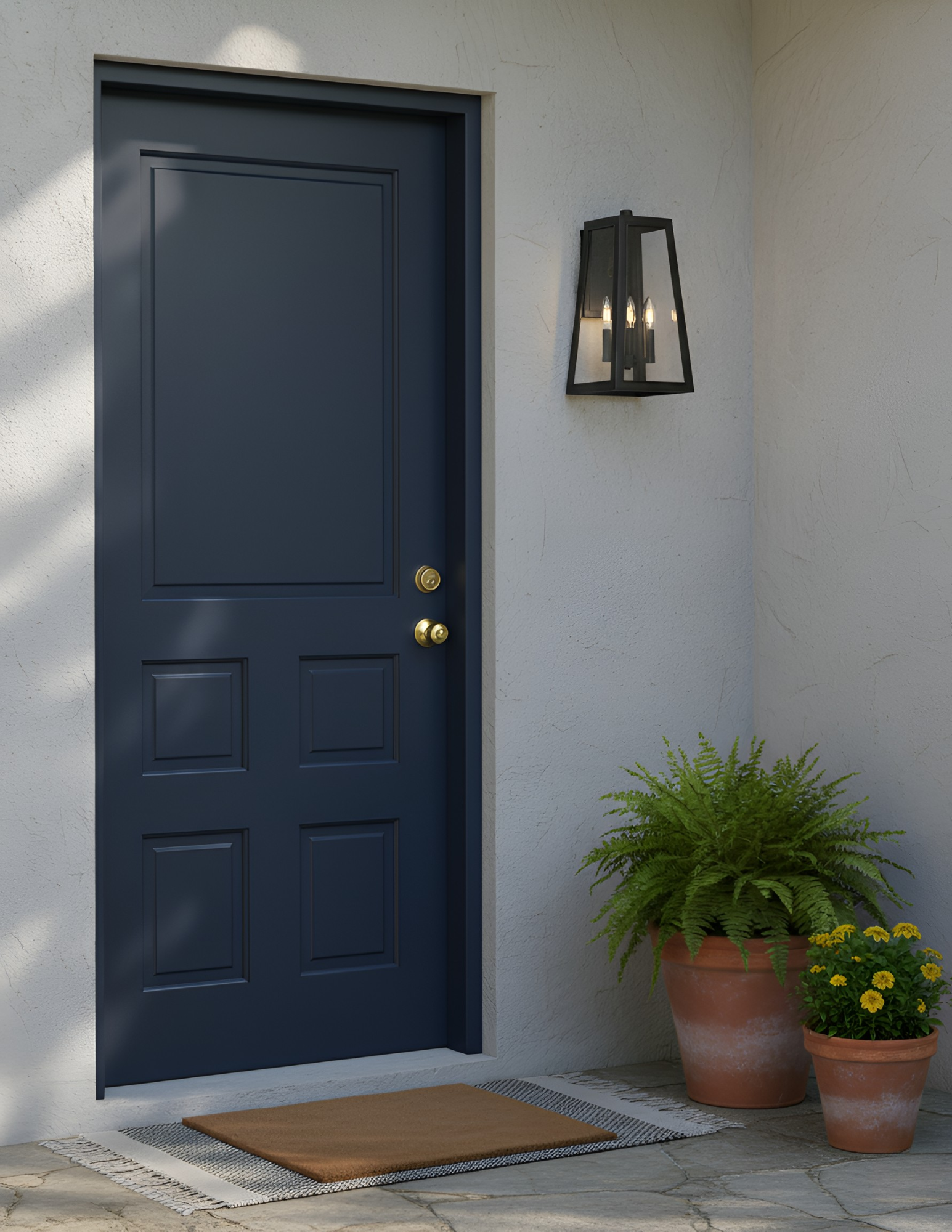 Gilbert Medium 3-Light Clear Glass Trapezoid Coach Light - Decorative Exterior in Matte Black