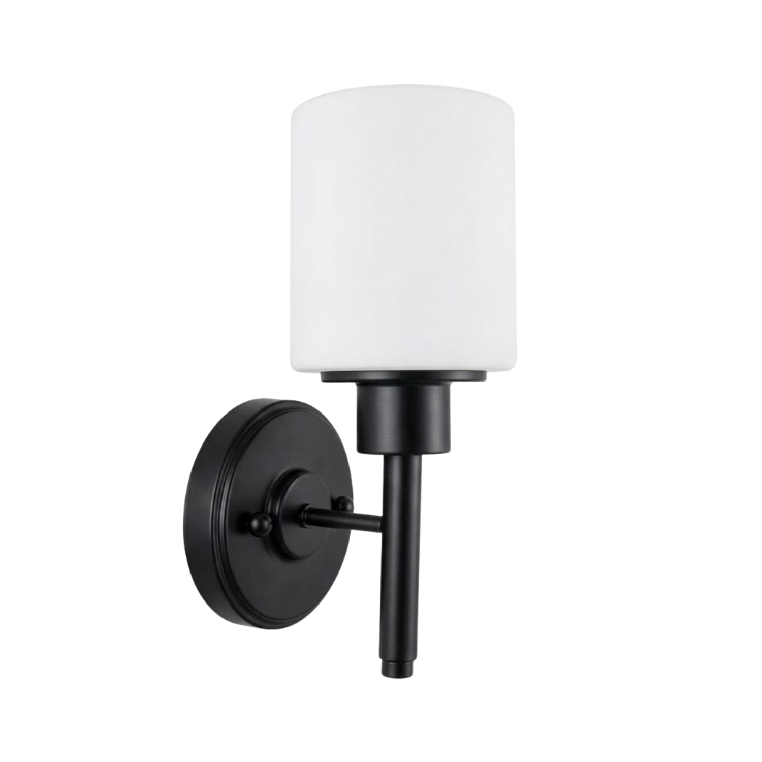 1-Light Frosted Glass Sconce - Statement-Making Wall Sconces in Matte Black