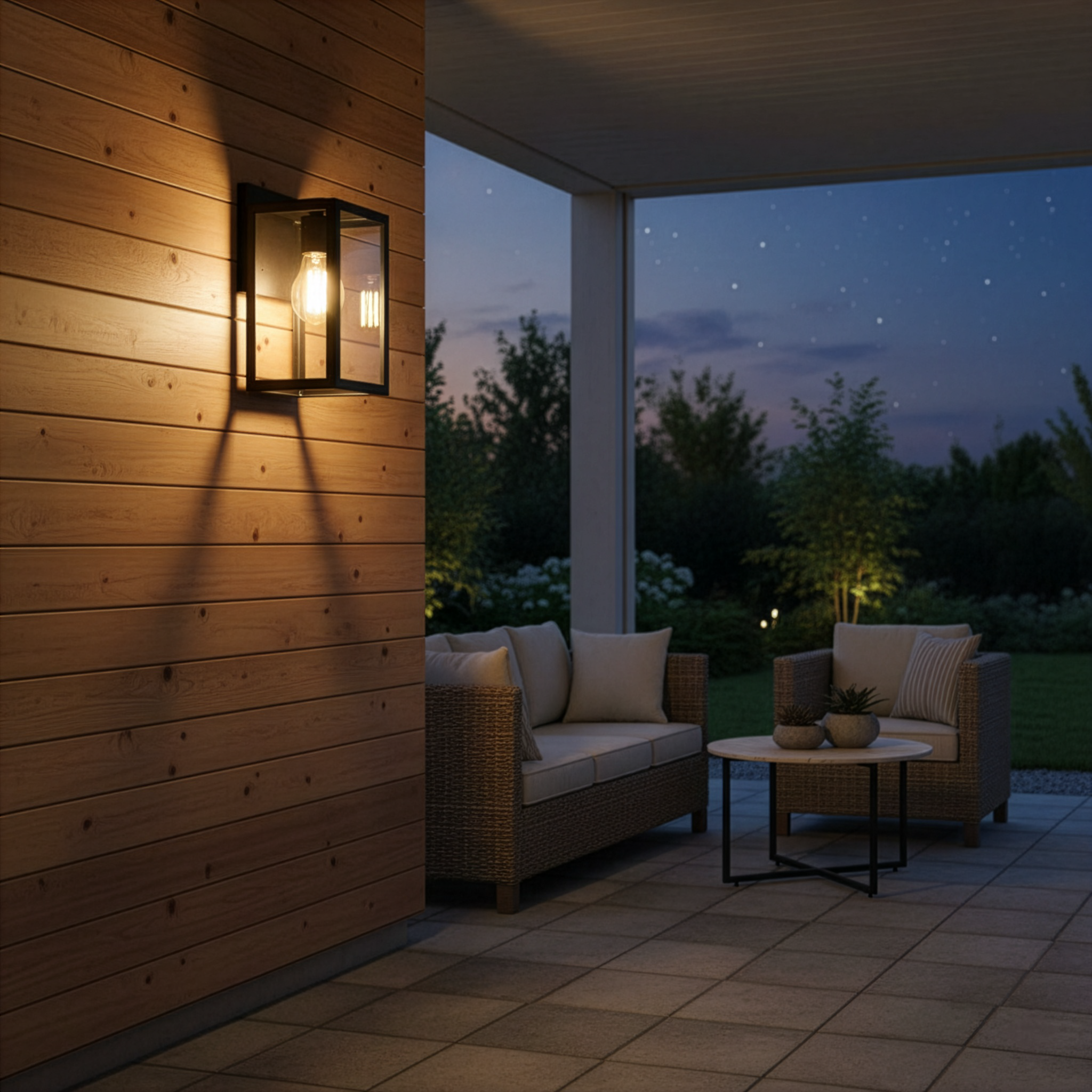 Alu Small Clear Glass Cube Coach Light - High-Design Exterior in Matte Black