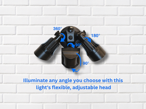 LED-Double Flood-Matte Black (includes Motion Sensor) 20W 3000K - Elegant Flood Lights