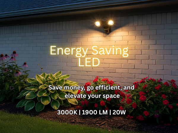 LED-Double Flood-Matte Black (includes Motion Sensor) 20W 3000K - Elegant Flood Lights