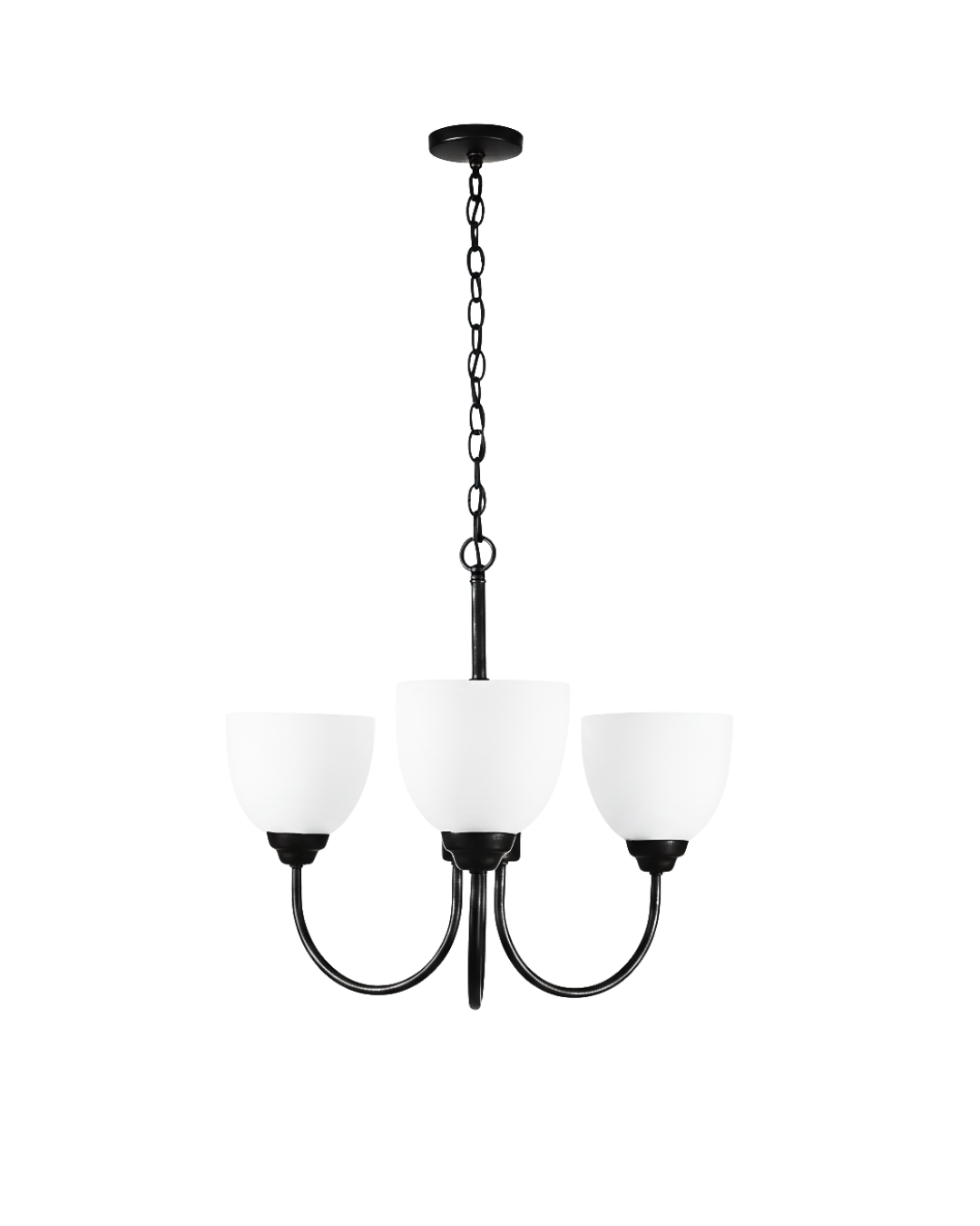 Laredo 3-Light Chandelier White Glass - Chic Chandeliers in Matte Black