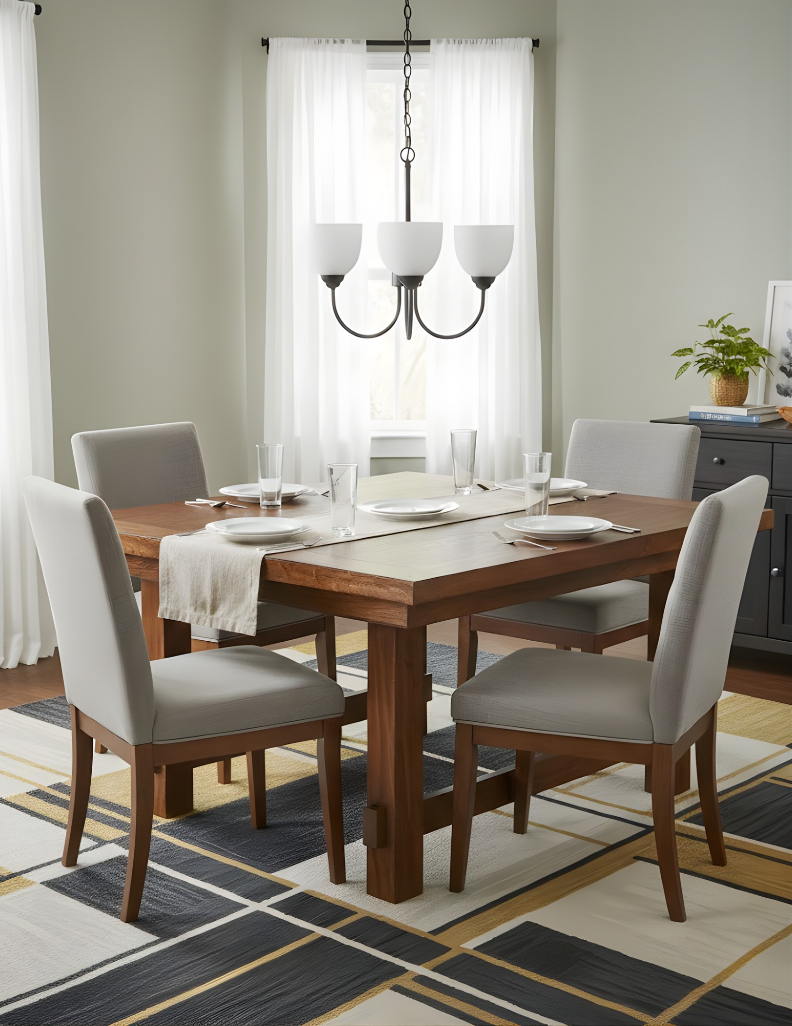 Laredo 3-Light Chandelier White Glass - Chic Chandeliers in Matte Black