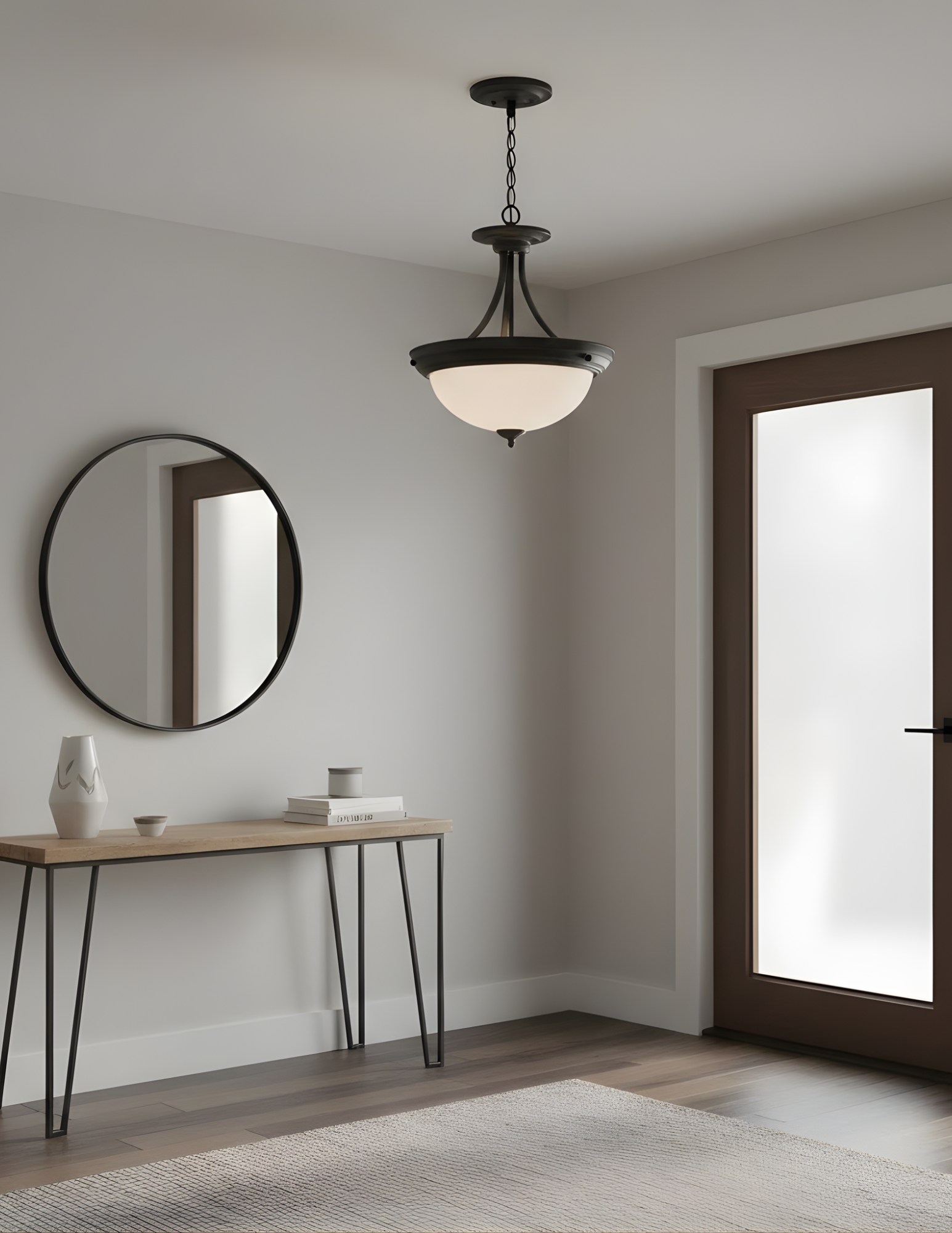 Semi-Flush Entry - White Glass - High-Design Pendants
